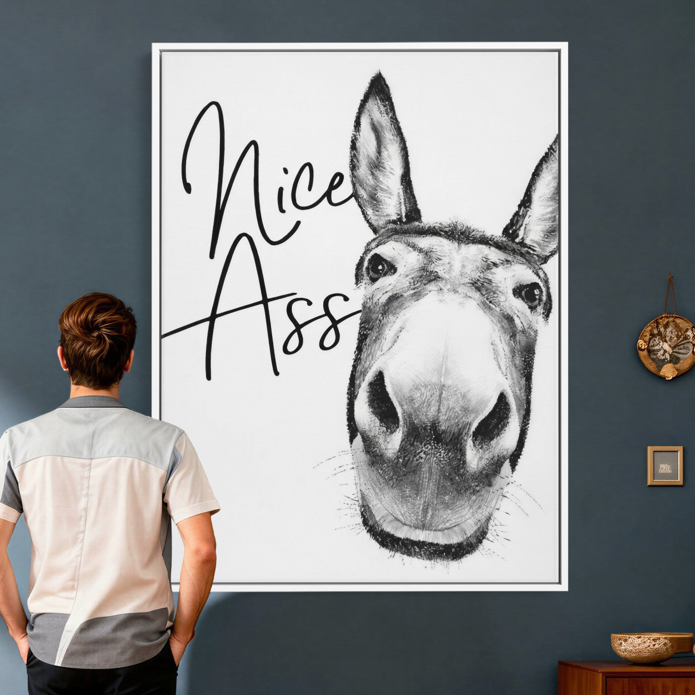 56057354-MGV-CV-24X36 - Nice Ass Funny Canvas Wall Art for Bathroom Wall Decor Cute Danke Humor Decor, Quirky Farmhouse Bathroom Art, Cow Lover Gift