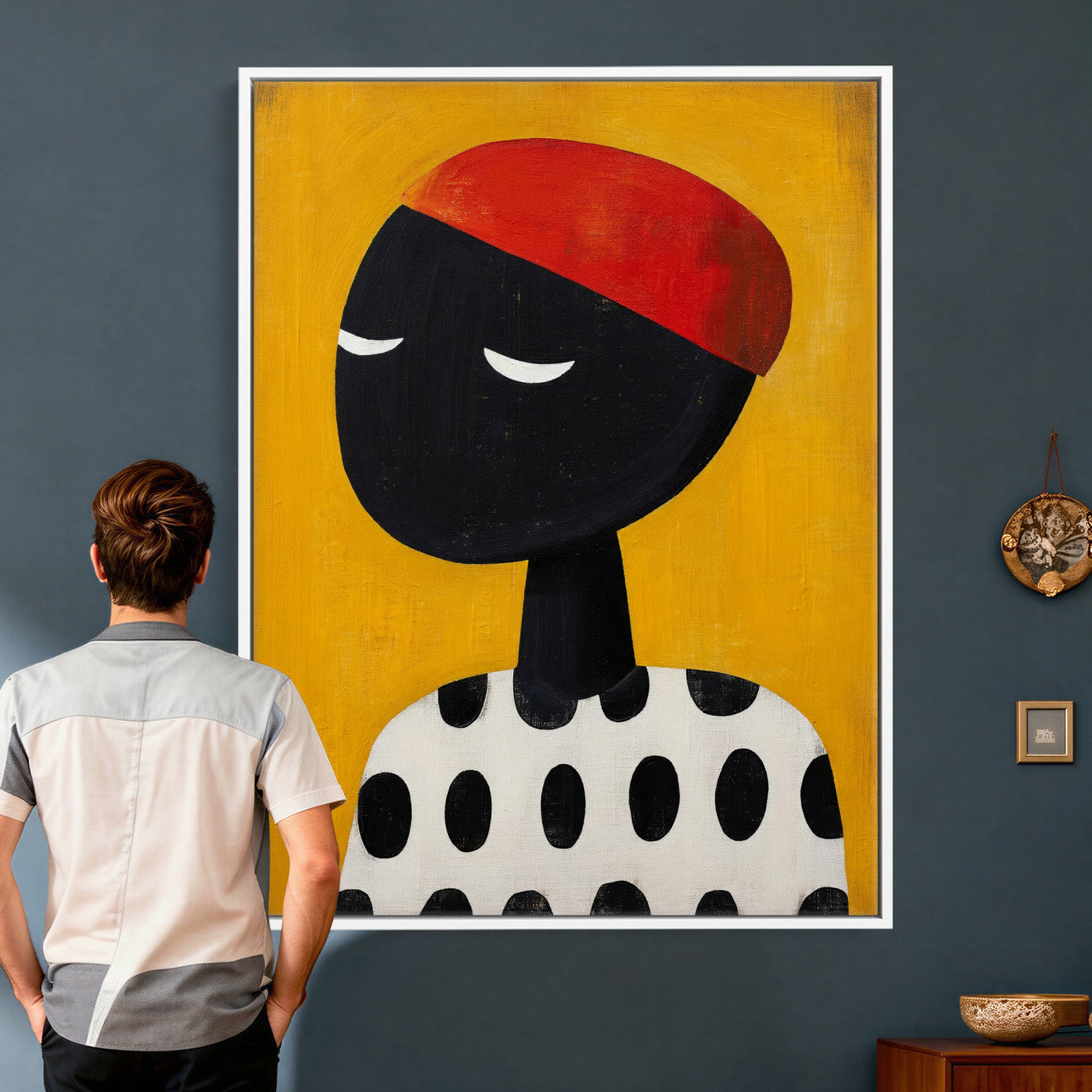 89224103-MGV-CV-24X36 - Abstract Portrait Wall Art Canvas Print, Framed Modern Figurative Artwork, Minimalist Contemporary Statement Wall Decor