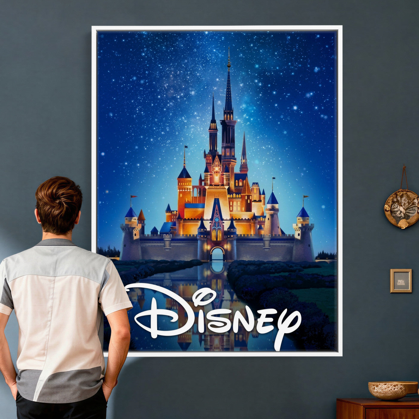 79435DS-MGV-CV-24X36 - Disney Castle Wall Art – Framed Magic Kingdom Canvas Artwork, Fairytale Design, Kids Room Fantasy Decor for Home, Office