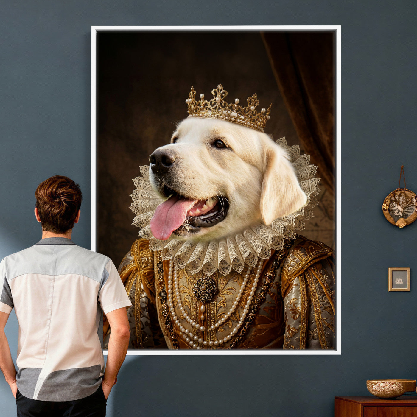 38460512L1-MGV-CV-24X36 - Custom Royal Pet Portrait Canvas, Your Dog or Cat as Queen King Aristocrat, Personalized Regal Animal Art