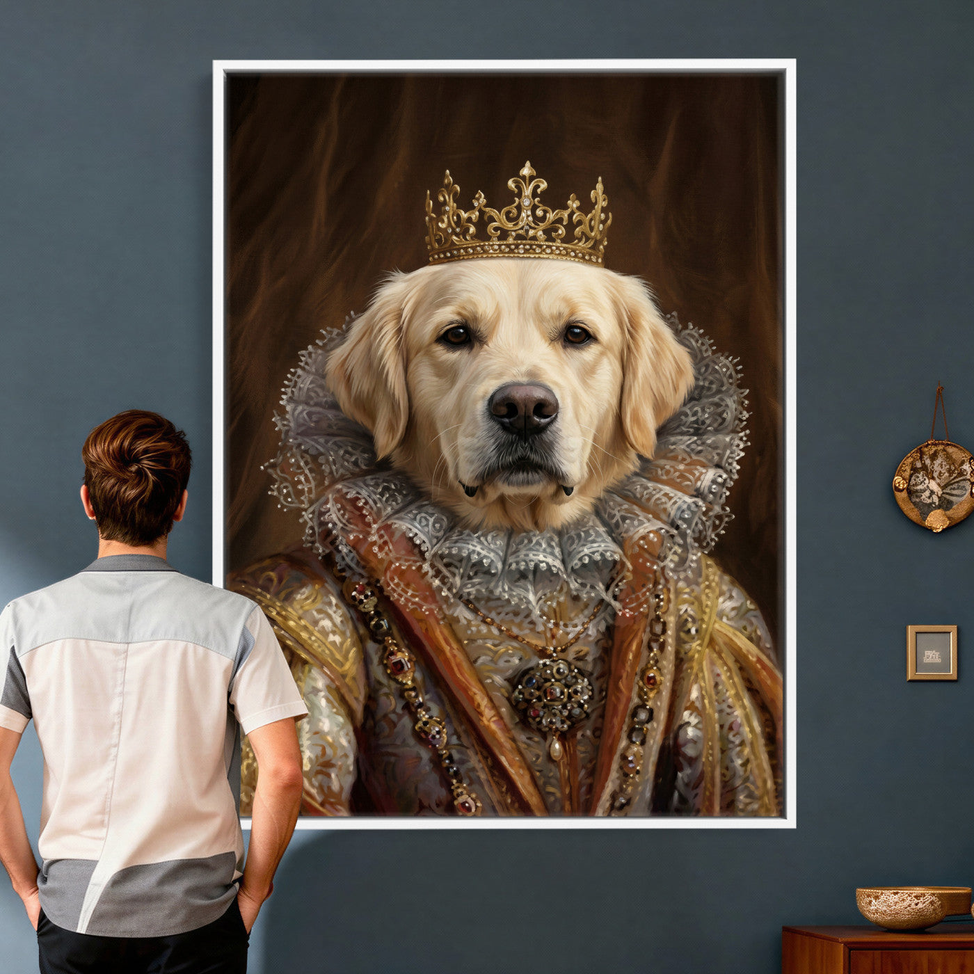 38460512L2-MGV-CV-24X36 - Custom Royal Pet Portrait Canvas, Your Dog or Cat as Queen King Aristocrat, Personalized Regal Animal Art