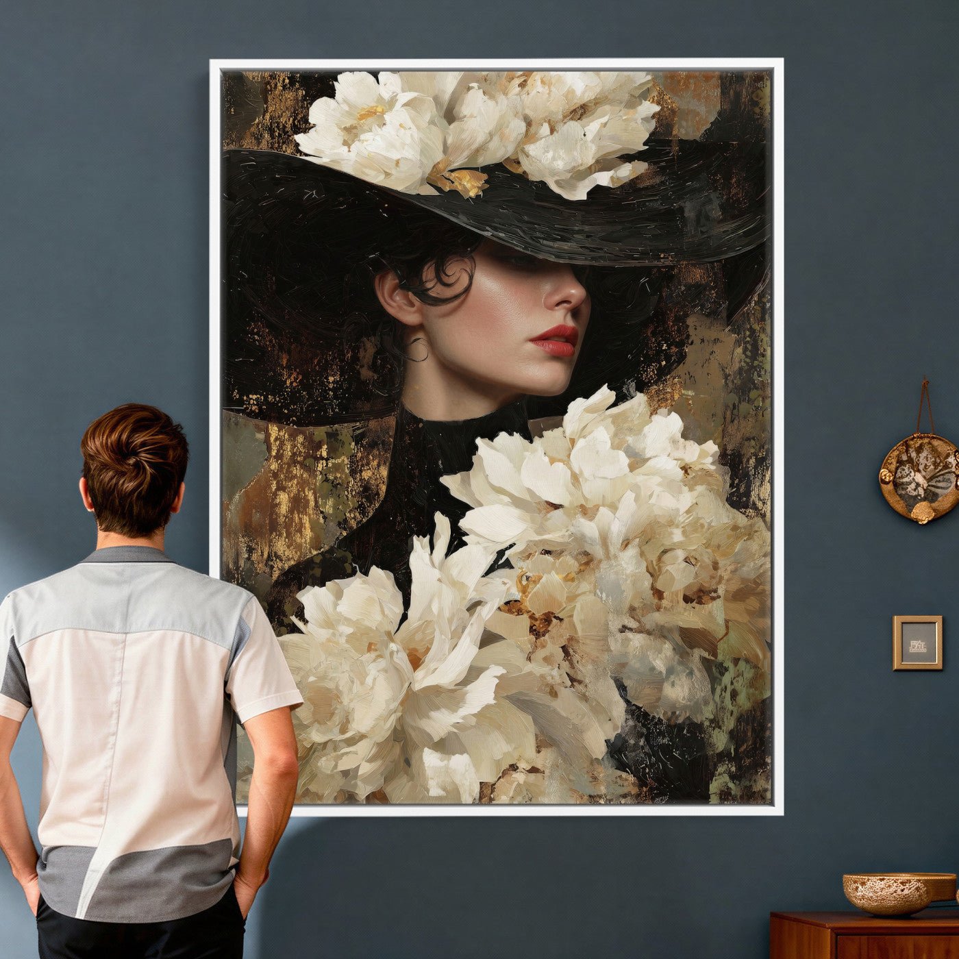 34147087-MGV-CV-24X36 - Glamour Woman Portrait Canvas Wall Art, Elegant Patel Women Portrait Print