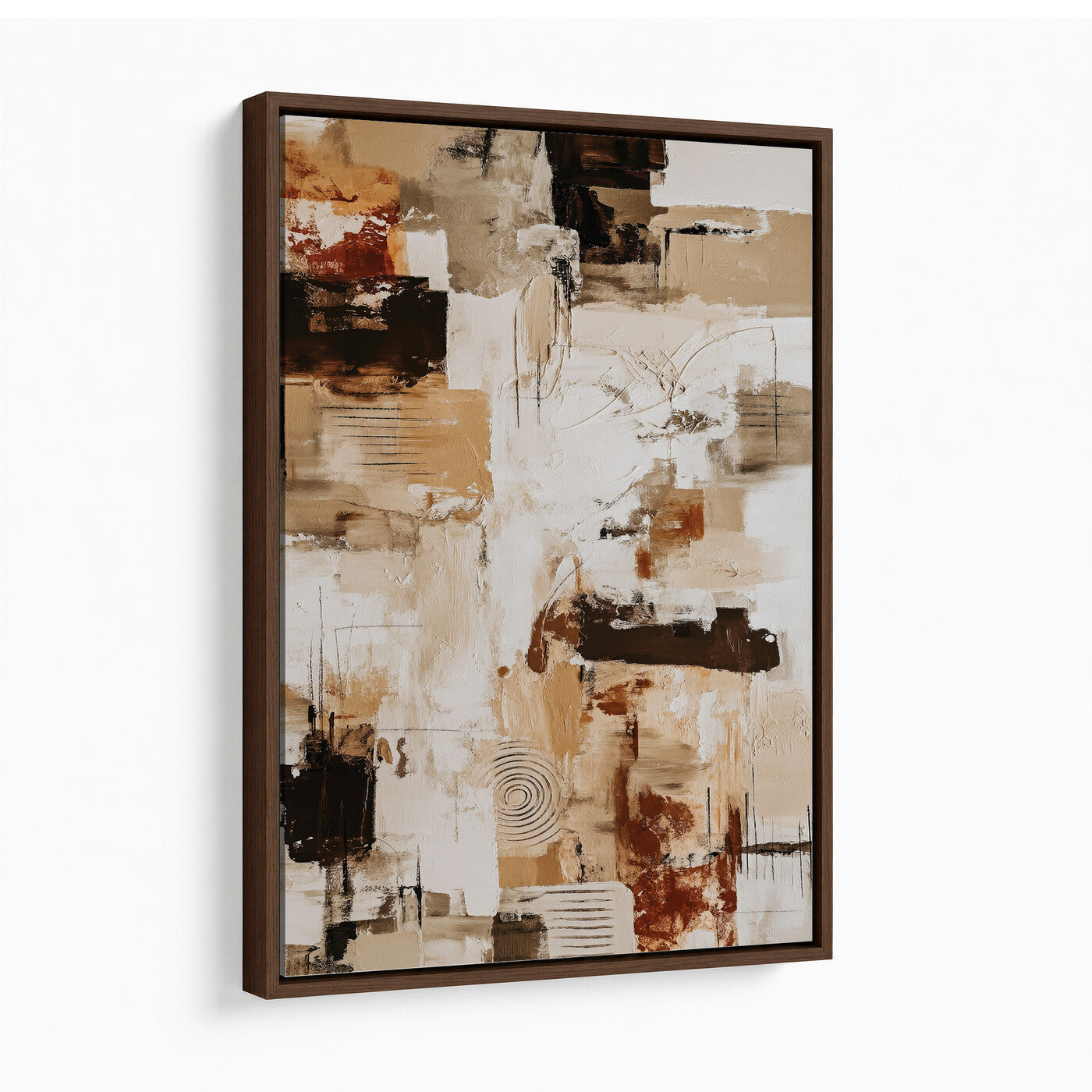 90644187-MGV-CV-24X36 - Blue Teal Abstract Canvas Wall Art | Modern Textured Painting Print, Navy Orange White Contemporary Art - Neutral Living Room Decor, Office Art