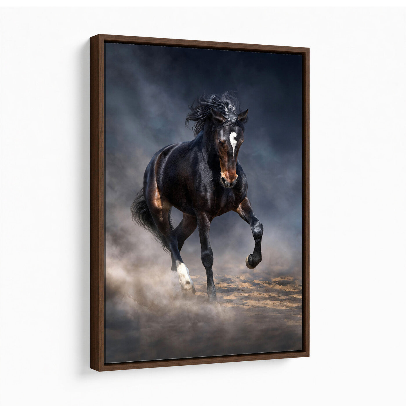 85088910-T-MGV-CV-24X36 - Wild Horses Galloping in Dust Storm Wall Art Canvas Print - Powerful Wildlife Fine Art