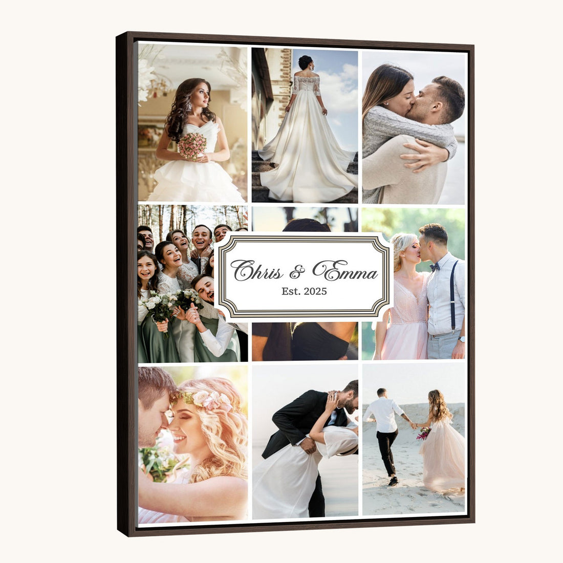 Personalized Wedding Photo Collage Canvas Print, Custom Couple Gift