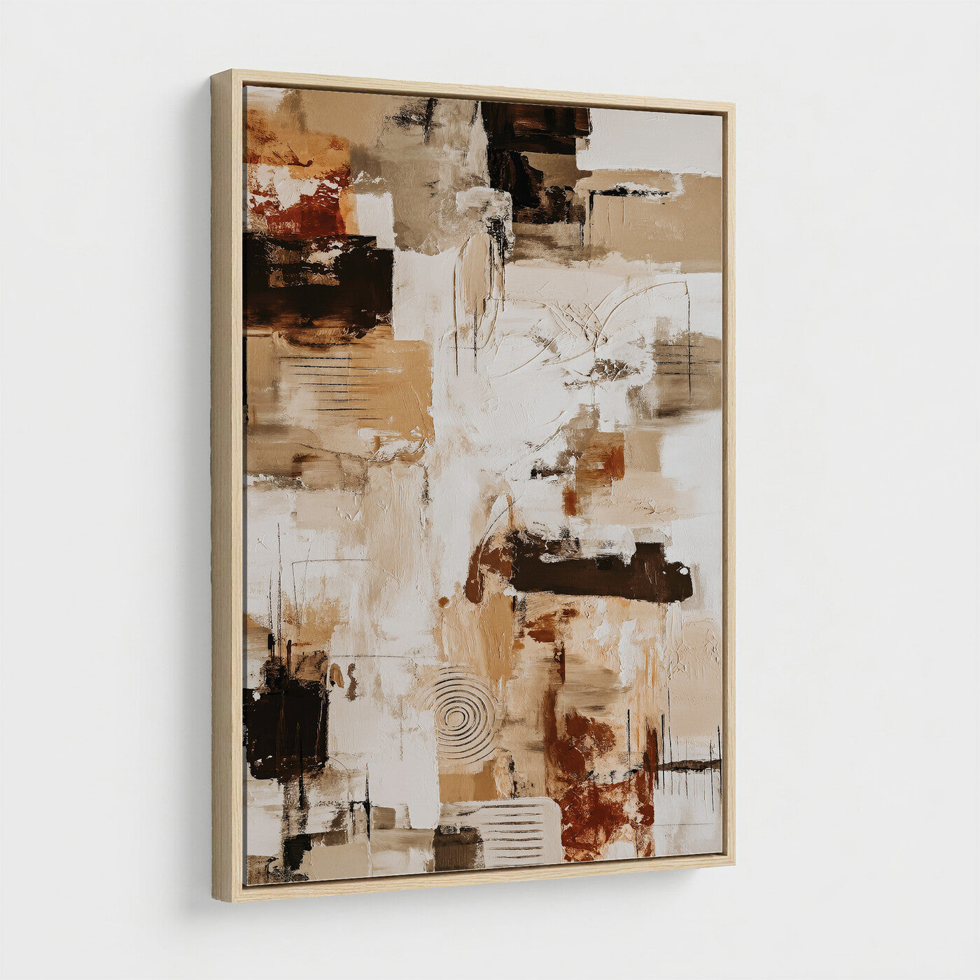 90644187-MGV-CV-24X36 - Blue Teal Abstract Canvas Wall Art | Modern Textured Painting Print, Navy Orange White Contemporary Art - Neutral Living Room Decor, Office Art