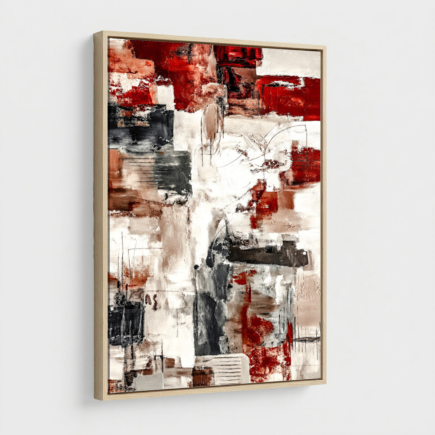 23953633-MGV-CV-24X36 - Blue Teal Abstract Canvas Wall Art | Modern Textured Painting Print, Navy Orange White Contemporary Art, Neutral Living Room Decor, Office Art