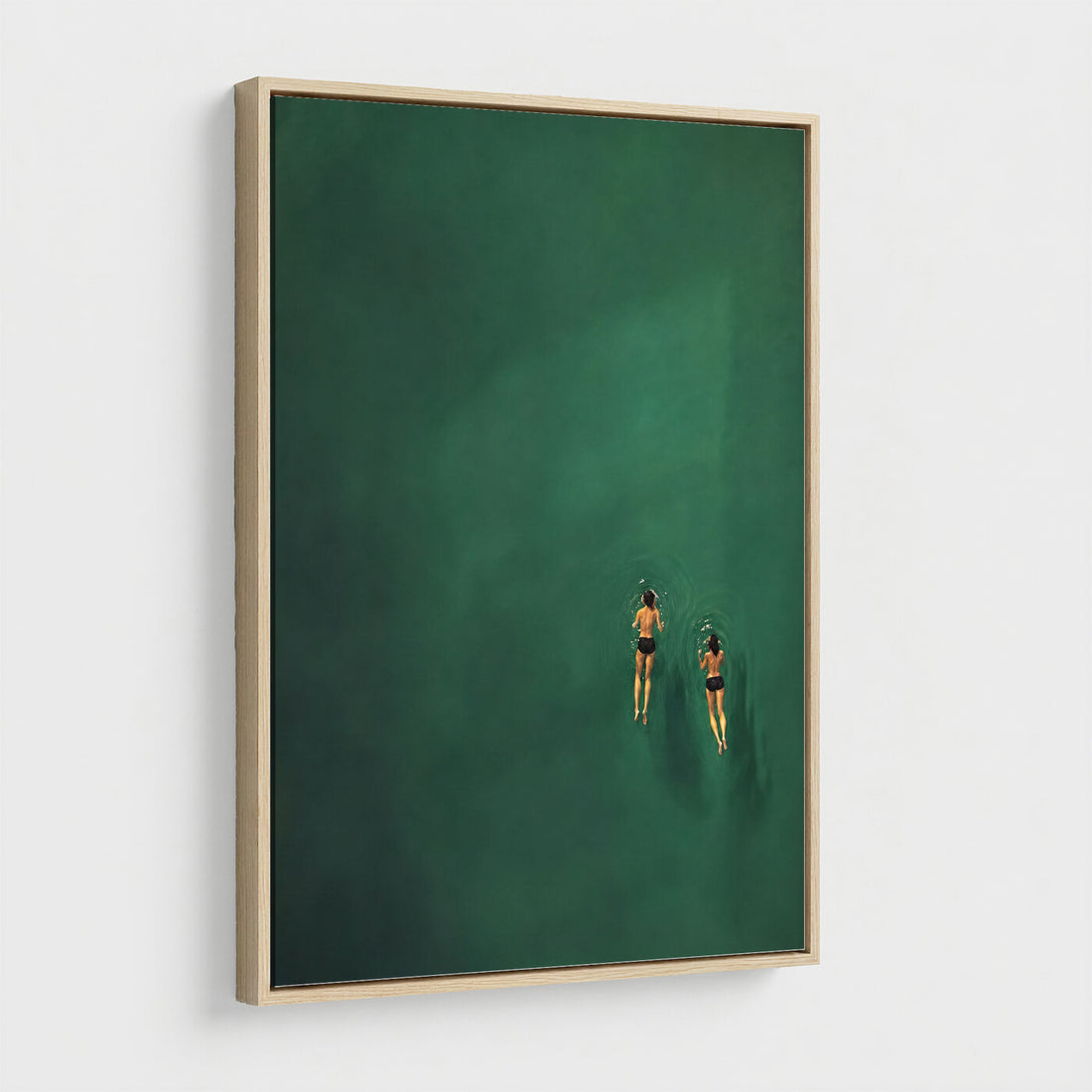Minimalist Swimmers Canvas Wall Art Emerald Green Water Painting Print