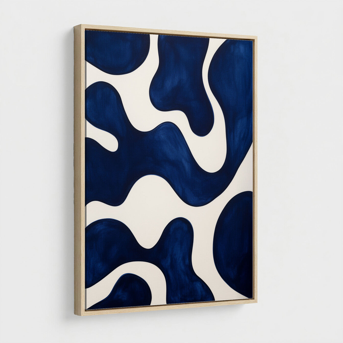 37225955-MGV-CV-24X36 - Minimalist Navy Blue Abstract Canvas Wall Art Organic Shapes Painting Print