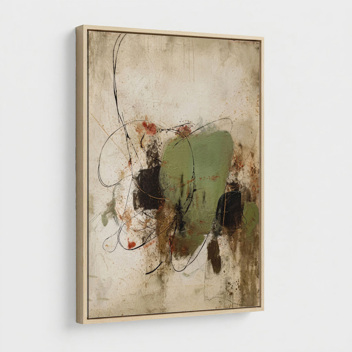 18219840-MGV-TP-24X36 - Sage Green Abstract Canvas Wall Art Textured Neutral Mixed Media Print for Home Decor