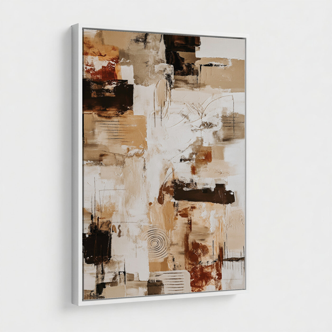 90644187-MGV-CV-24X36 - Blue Teal Abstract Canvas Wall Art | Modern Textured Painting Print, Navy Orange White Contemporary Art - Neutral Living Room Decor, Office Art