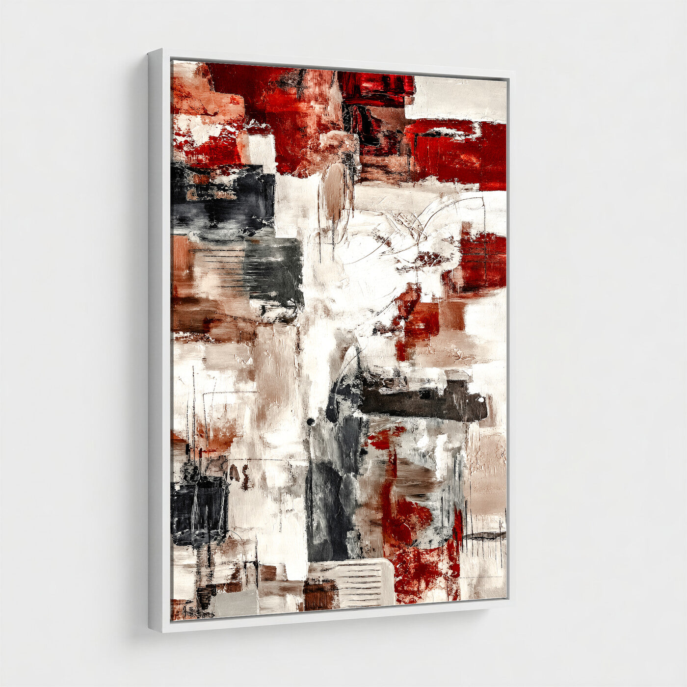 23953633-MGV-CV-24X36 - Blue Teal Abstract Canvas Wall Art | Modern Textured Painting Print, Navy Orange White Contemporary Art, Neutral Living Room Decor, Office Art