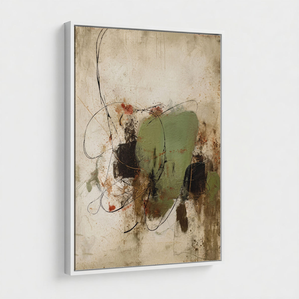 18219840-MGV-TP-24X36 - Sage Green Abstract Canvas Wall Art Textured Neutral Mixed Media Print for Home Decor