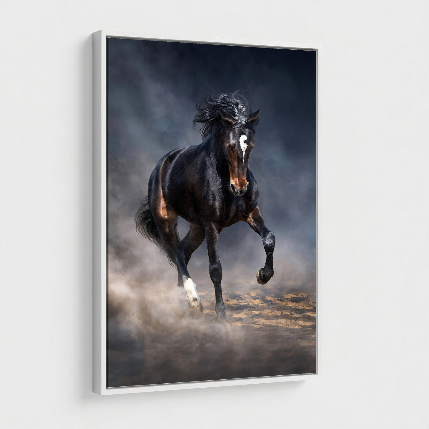 85088910-T-MGV-CV-24X36 - Wild Horses Galloping in Dust Storm Wall Art Canvas Print - Powerful Wildlife Fine Art