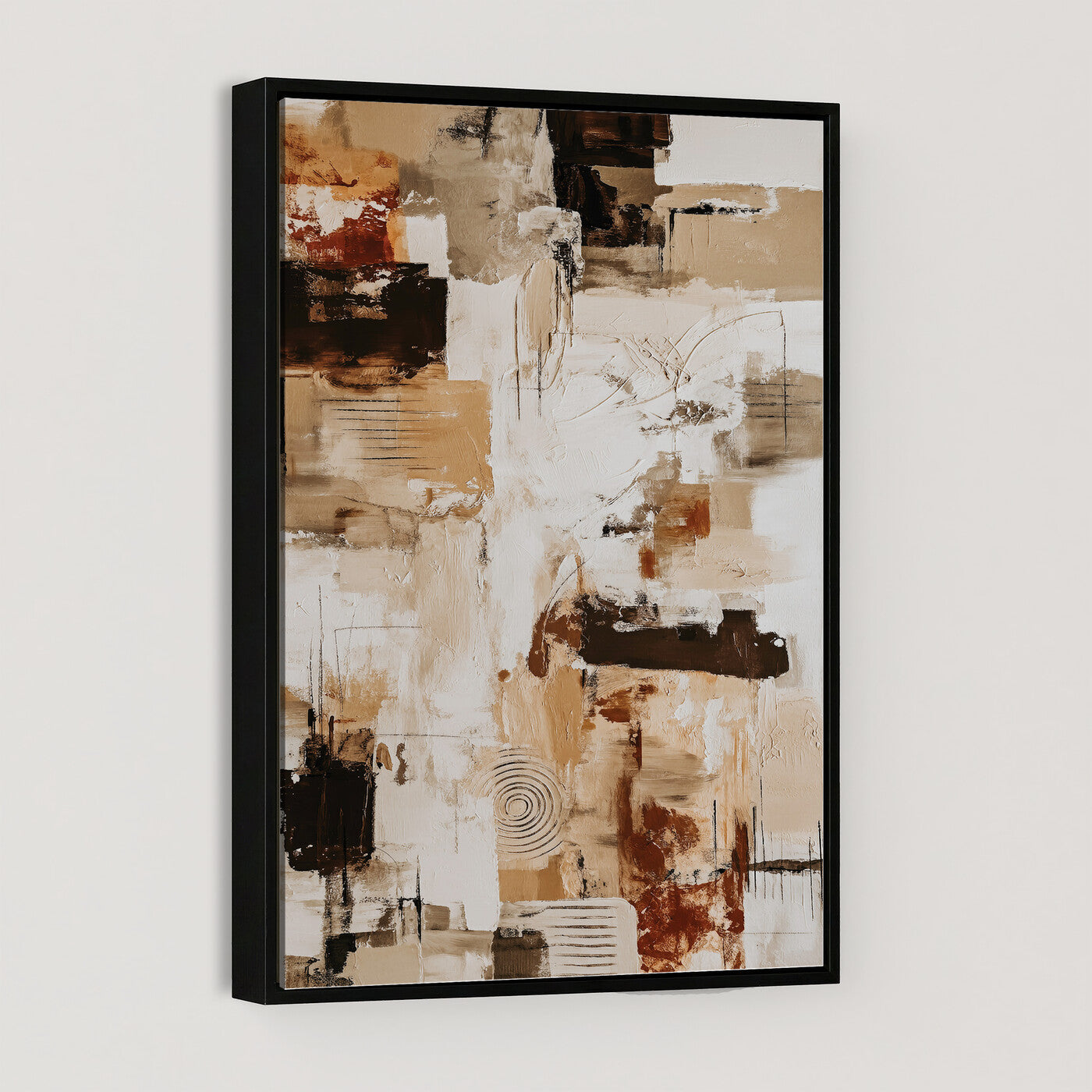 90644187-MGV-CV-24X36 - Blue Teal Abstract Canvas Wall Art | Modern Textured Painting Print, Navy Orange White Contemporary Art - Neutral Living Room Decor, Office Art