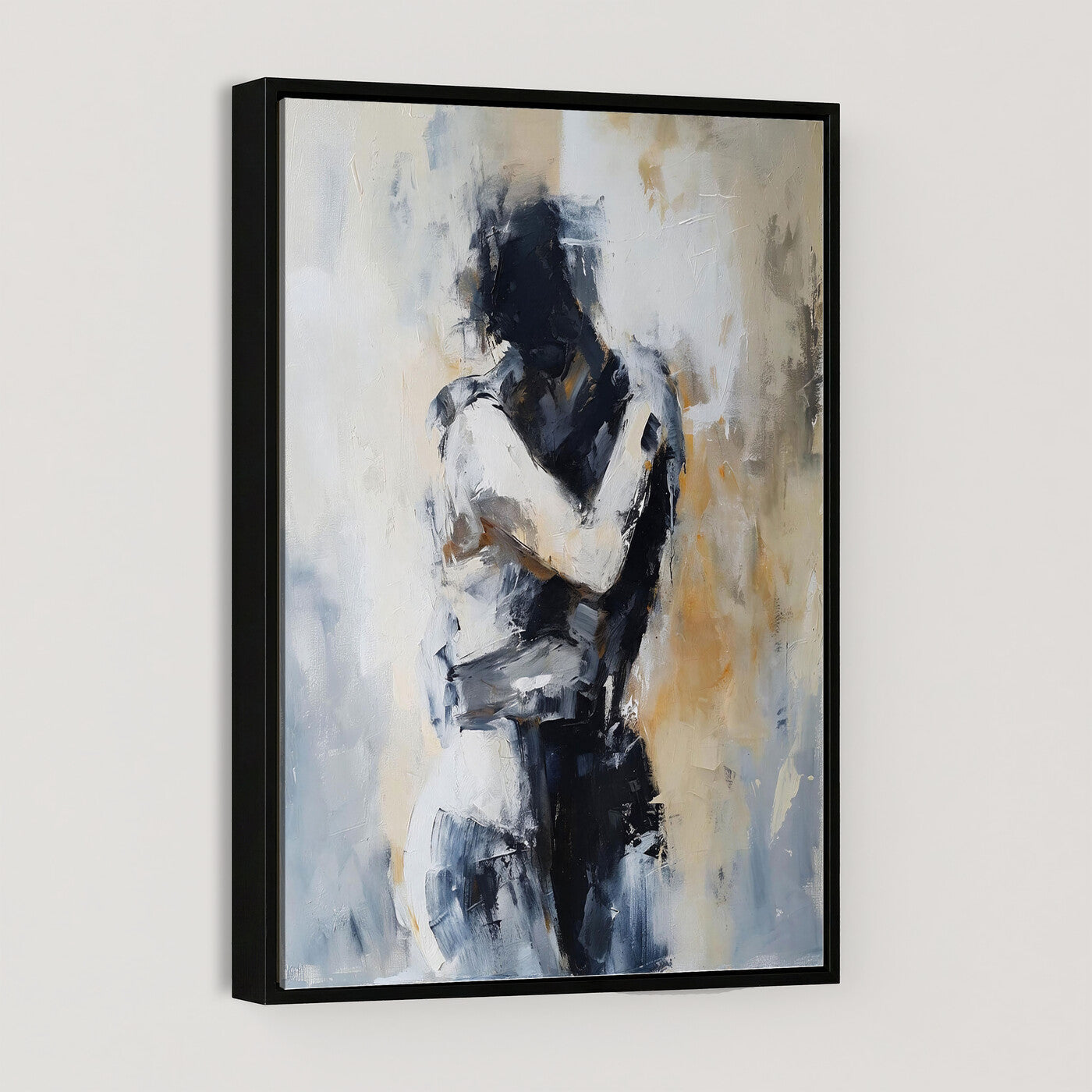 78448953-MGV-CV-24X36 - Monochrome Figurative Abstract Canvas Wall Art Moody Figure Oil Painting Print