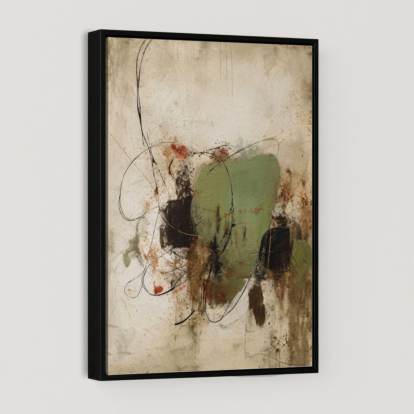 18219840-MGV-TP-24X36 - Sage Green Abstract Canvas Wall Art Textured Neutral Mixed Media Print for Home Decor