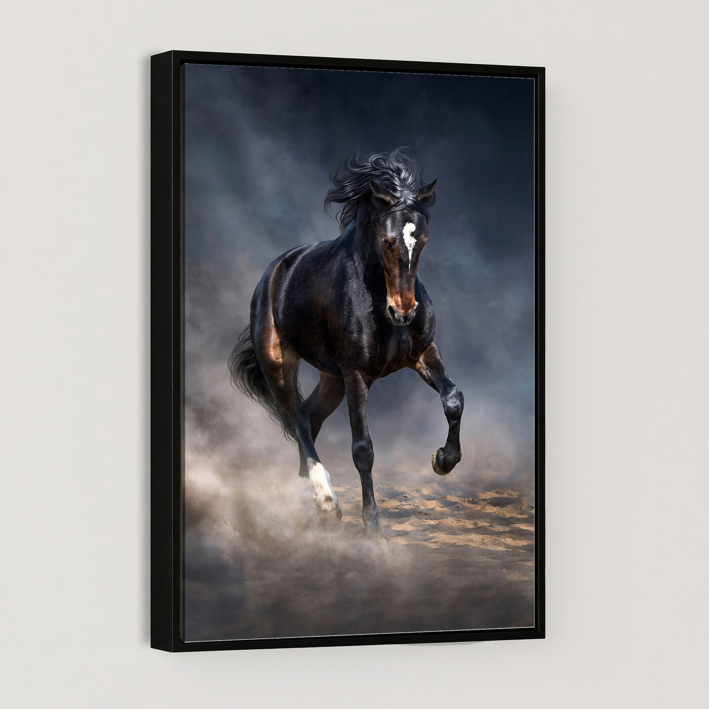 85088910-T-MGV-CV-24X36 - Wild Horses Galloping in Dust Storm Wall Art Canvas Print - Powerful Wildlife Fine Art