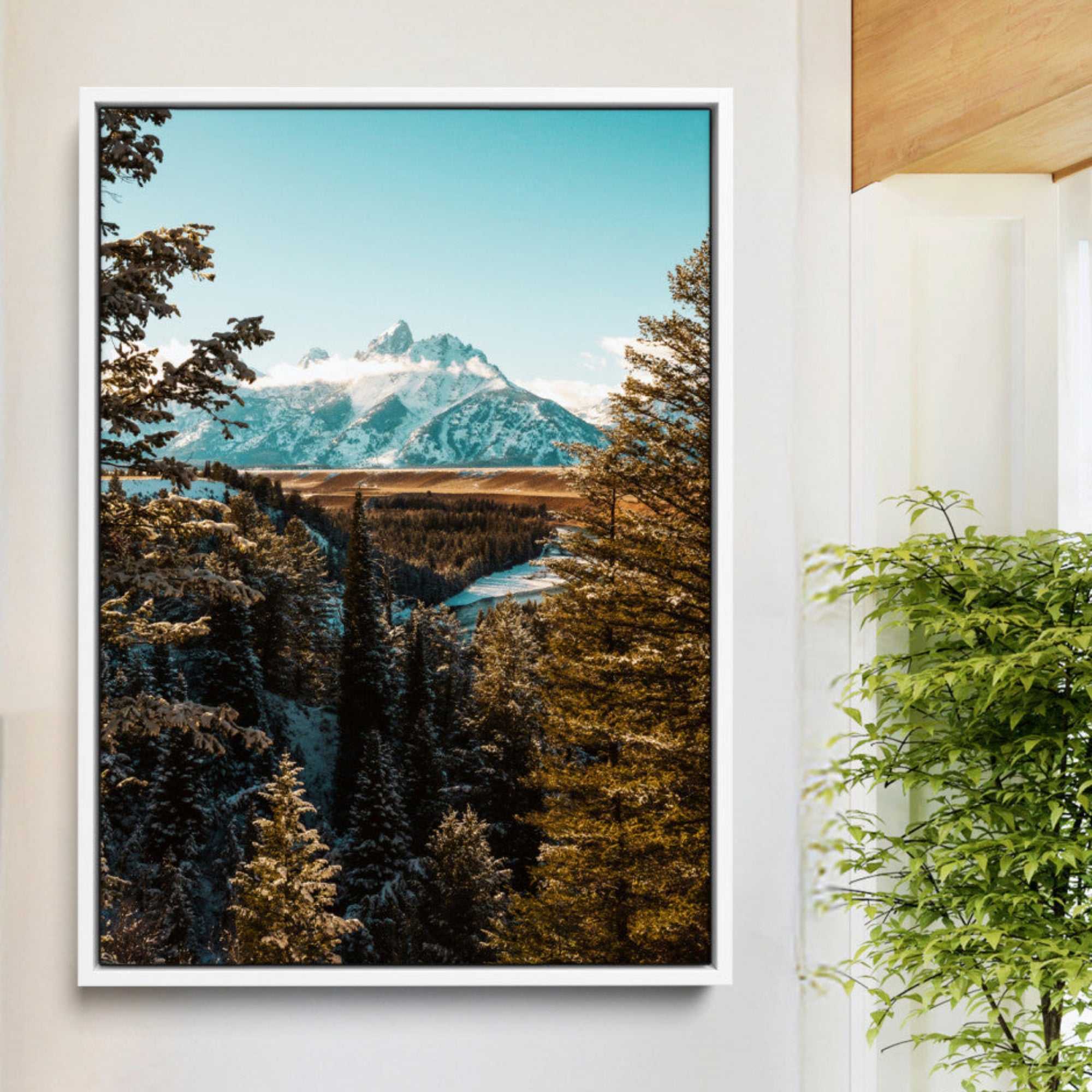 19506522-MGV-FC-24X36-Mountain Landscape Wall Art Canvas Print – Framed Snowy Peaks Nature Photography Scenic Mountain Scene for Home Office