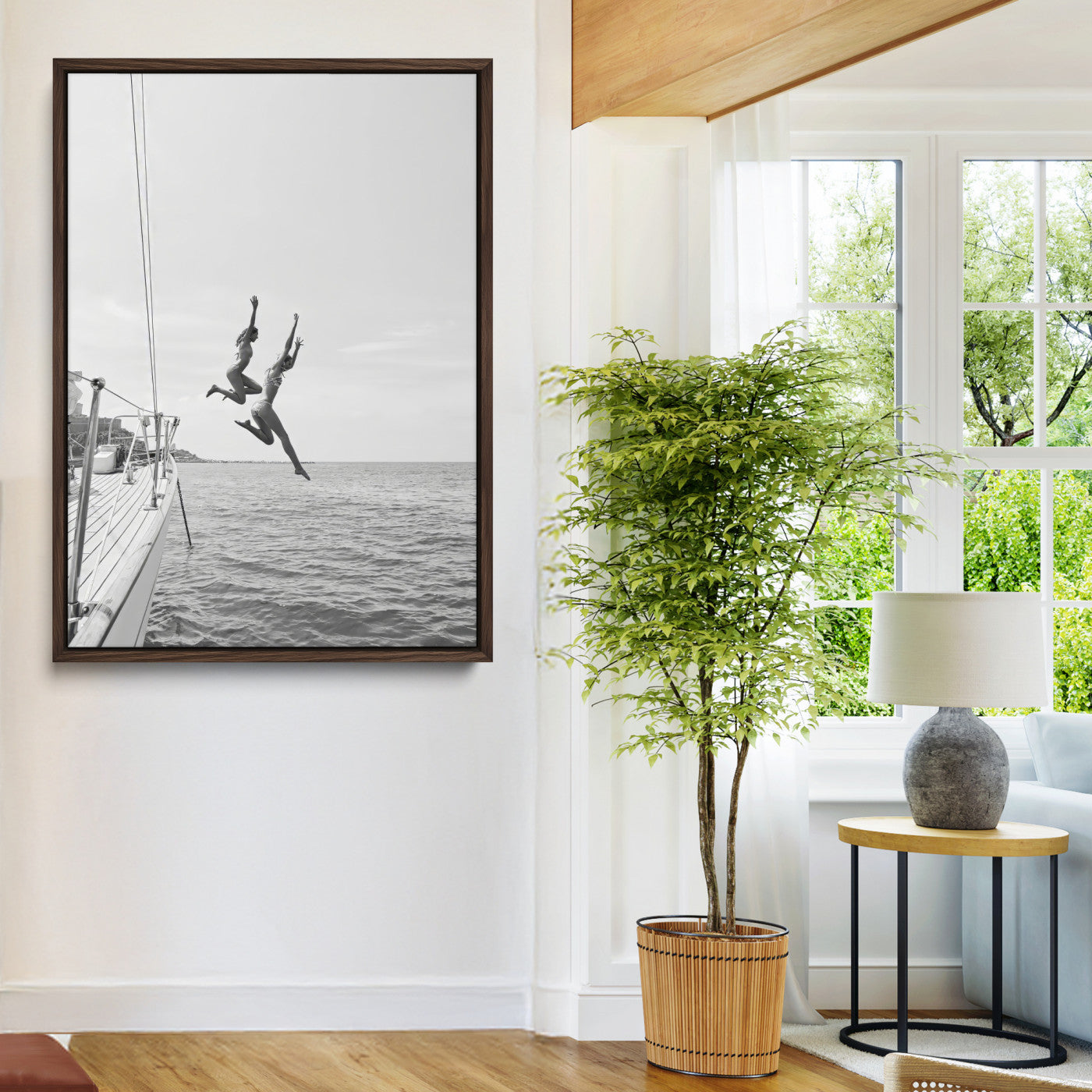 -Sailing Wall Art Canvas Print, Framed Ocean Adventure Art Picture Print, Summer Perfect Minimalism