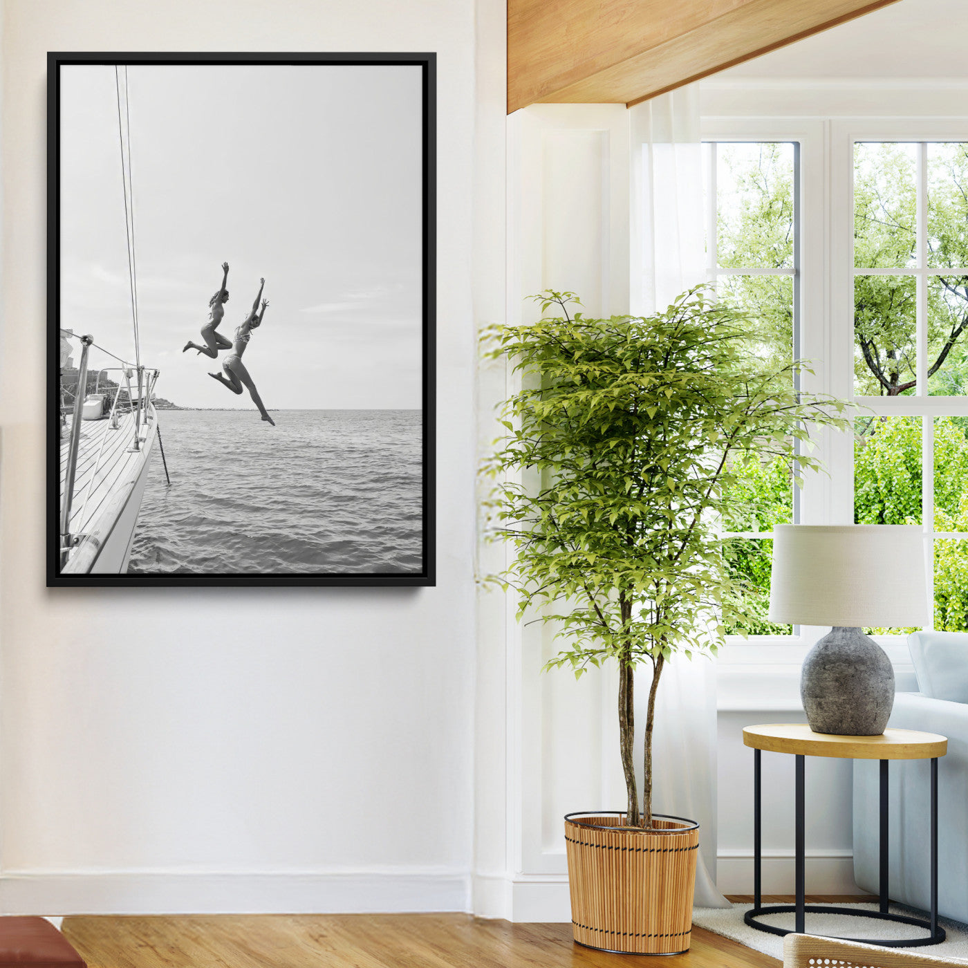 -Sailing Wall Art Canvas Print, Framed Ocean Adventure Art Picture Print, Summer Perfect Minimalism