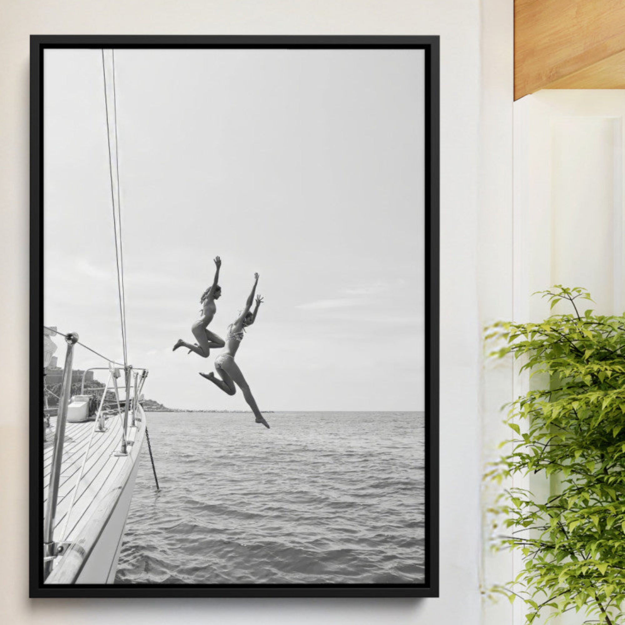 74555508-MGV-CV-36X24-Sailing Wall Art Canvas Print – Ocean Adventure Sailboat Summer Waves Framed Coastal Minimalist Artwork for Home, Office