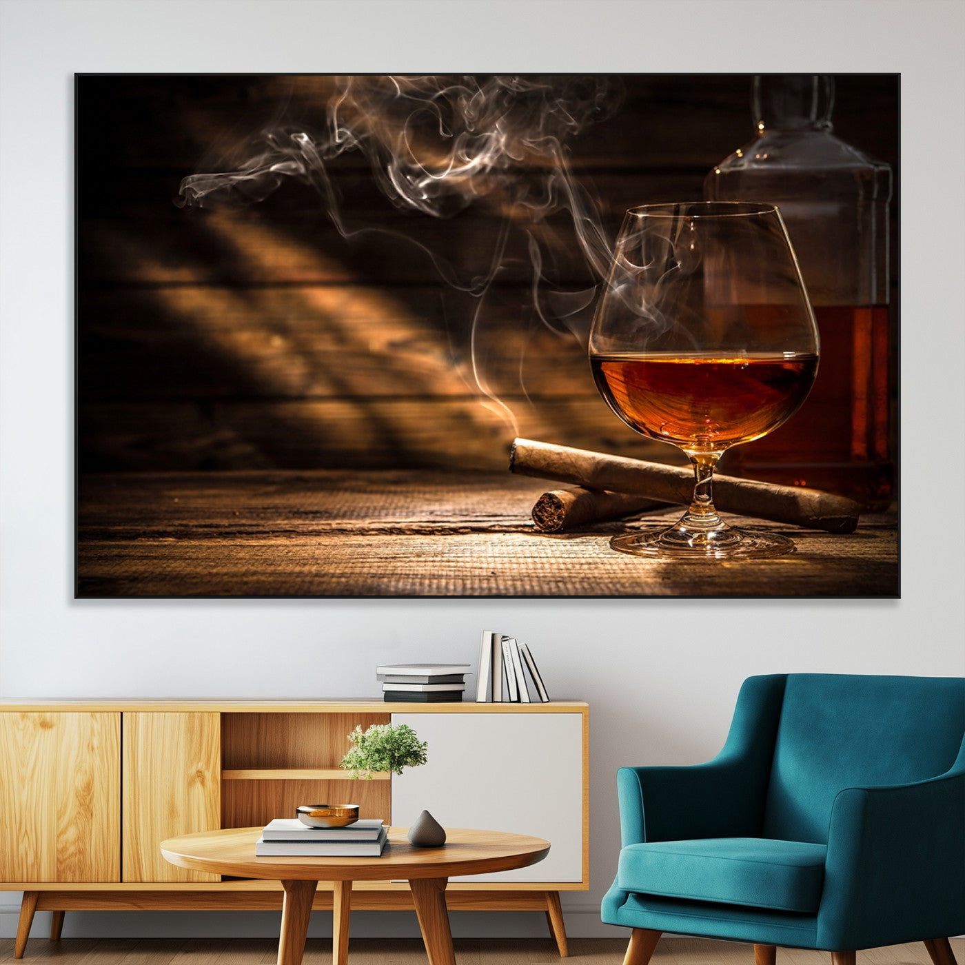 -Whiskey and Cigar Wall Art Canvas Print