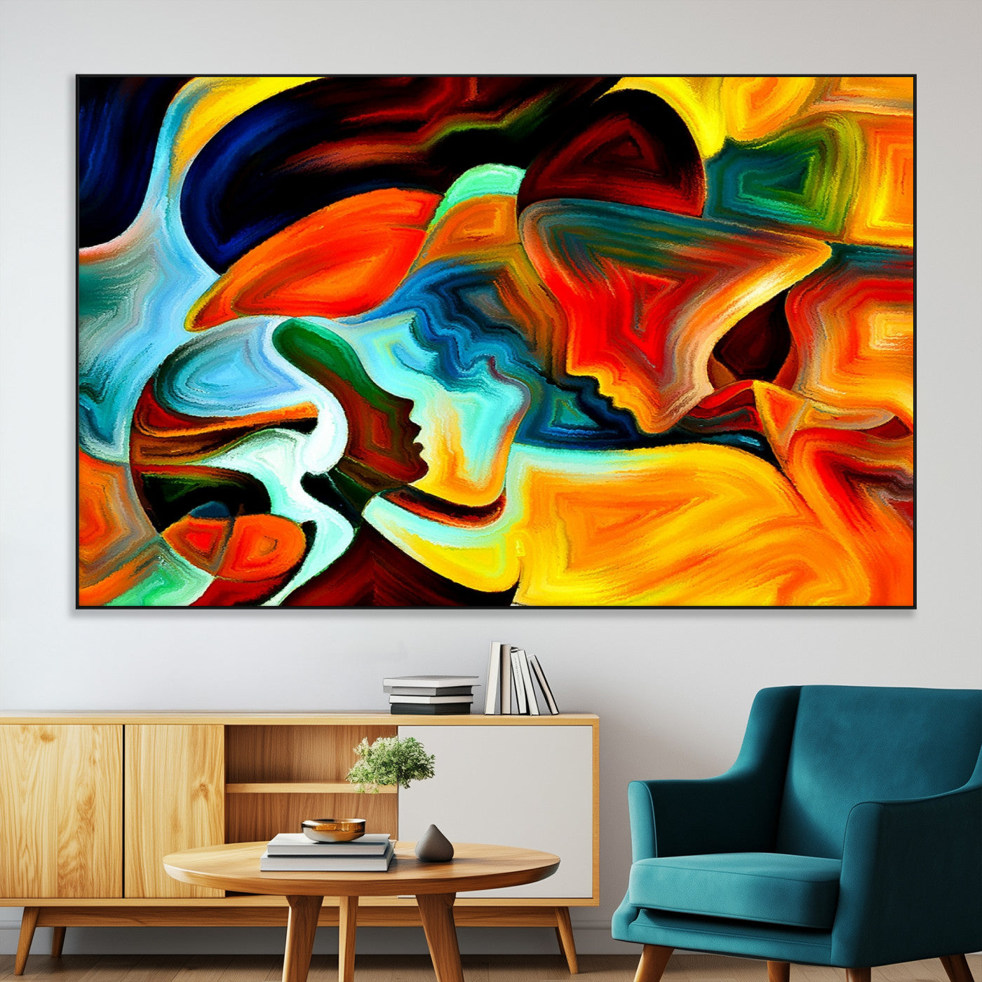 70242-MGV-CV-36X24-Human Love Figures Abstract Wall Art Canvas Print