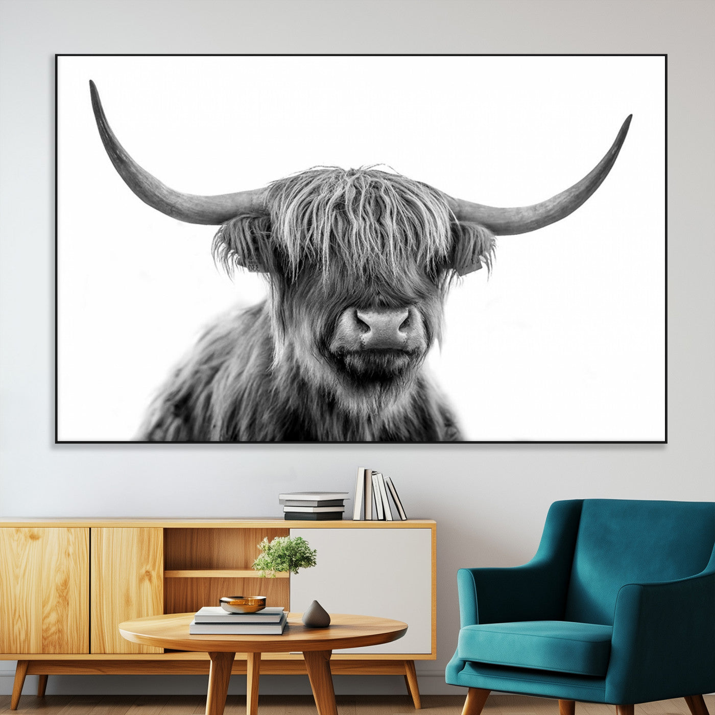 75503-MGV-CV-36X24-Scottish Highland Cow Cattle Art Print Wall Art Canvas Print for Farmhouse Decor, Framed Scottish