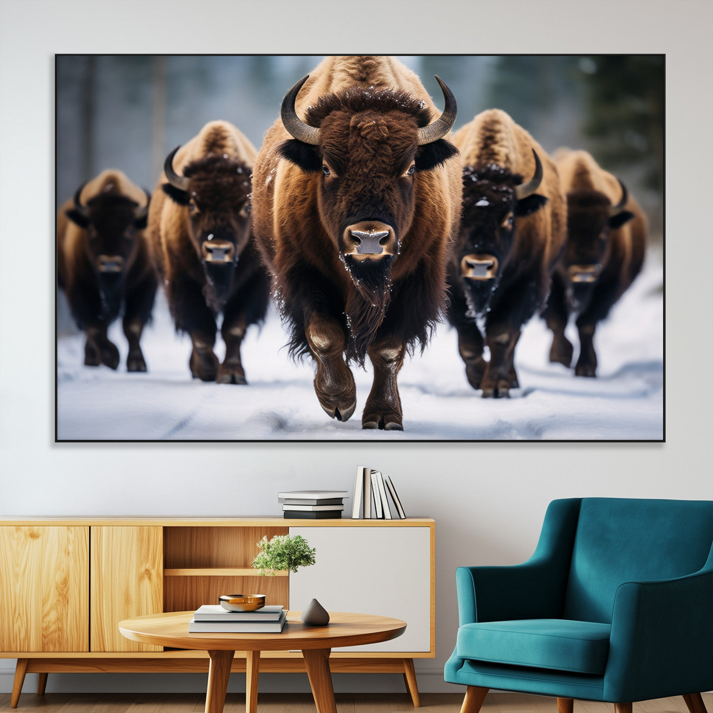 89854-MGV-CV-36X24-Buffalo Wall Art Canvas Print, American Bison Herd Wall Art Canvas Print - Bison Canvas Print