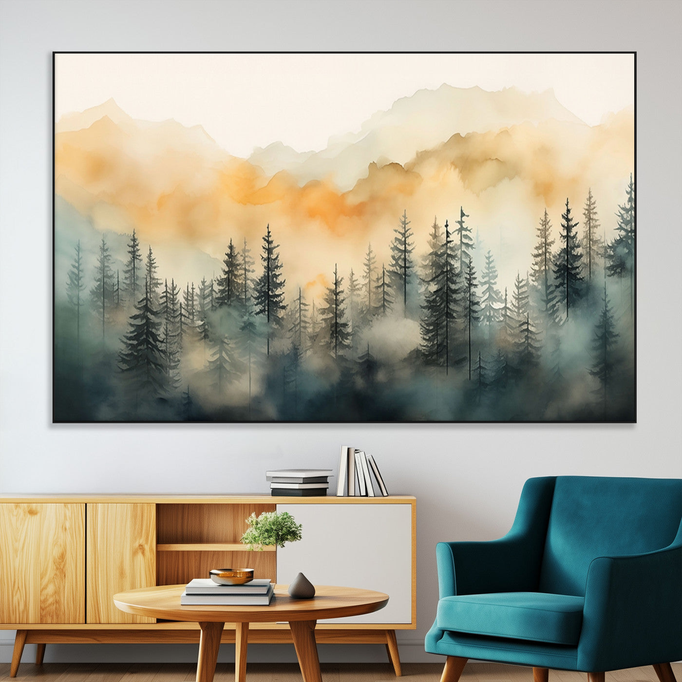 34155-MGV-CV-36X24-Abstract Forest Print - Mountain Wall Art | Autumn Landscape Canvas Print for Living Room, Bedroom,