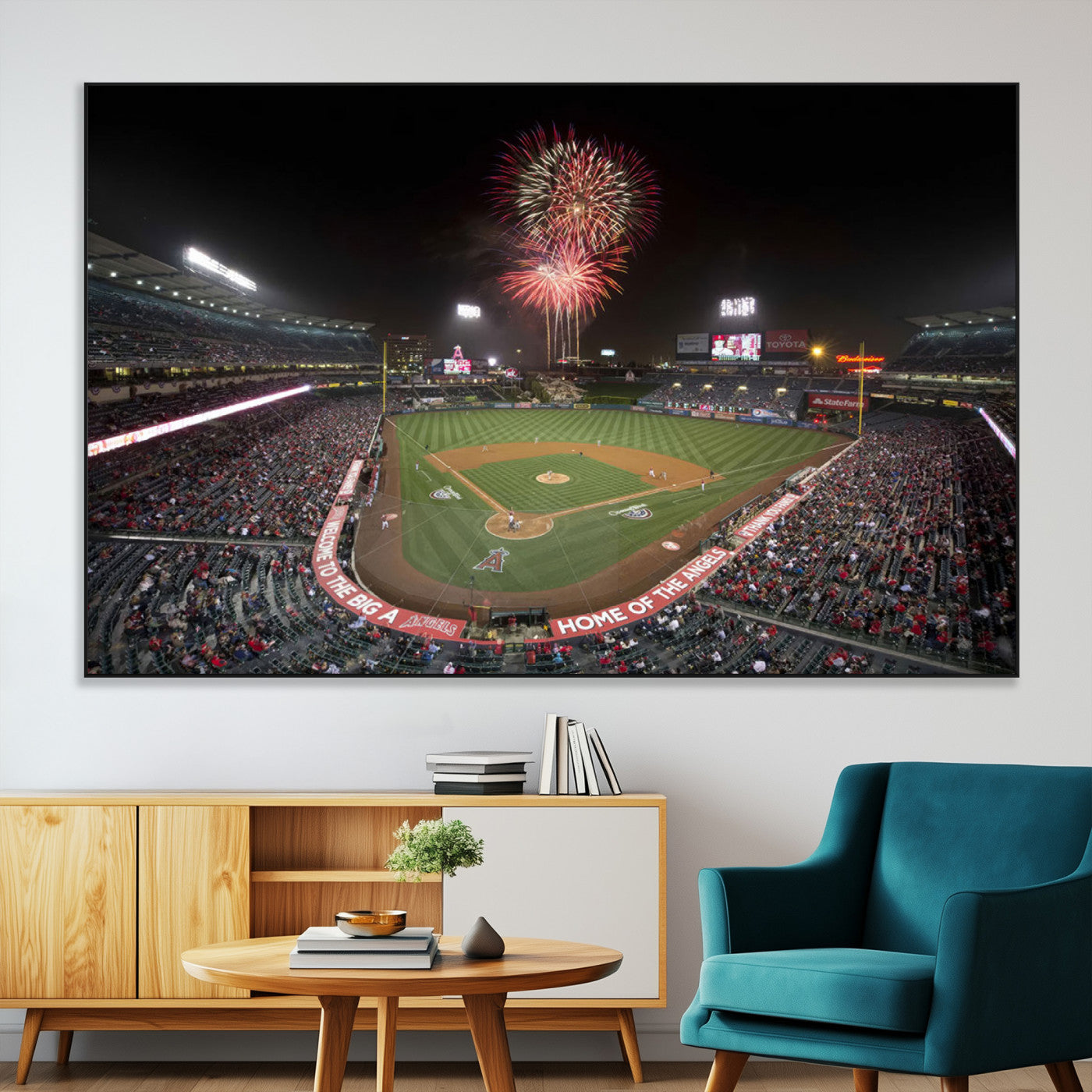 63592-MGV-CV-36X24-Fireworks at Angel Stadium – Los Angeles Angels Canvas Print, Framed Los Angeles Angels Wall Art