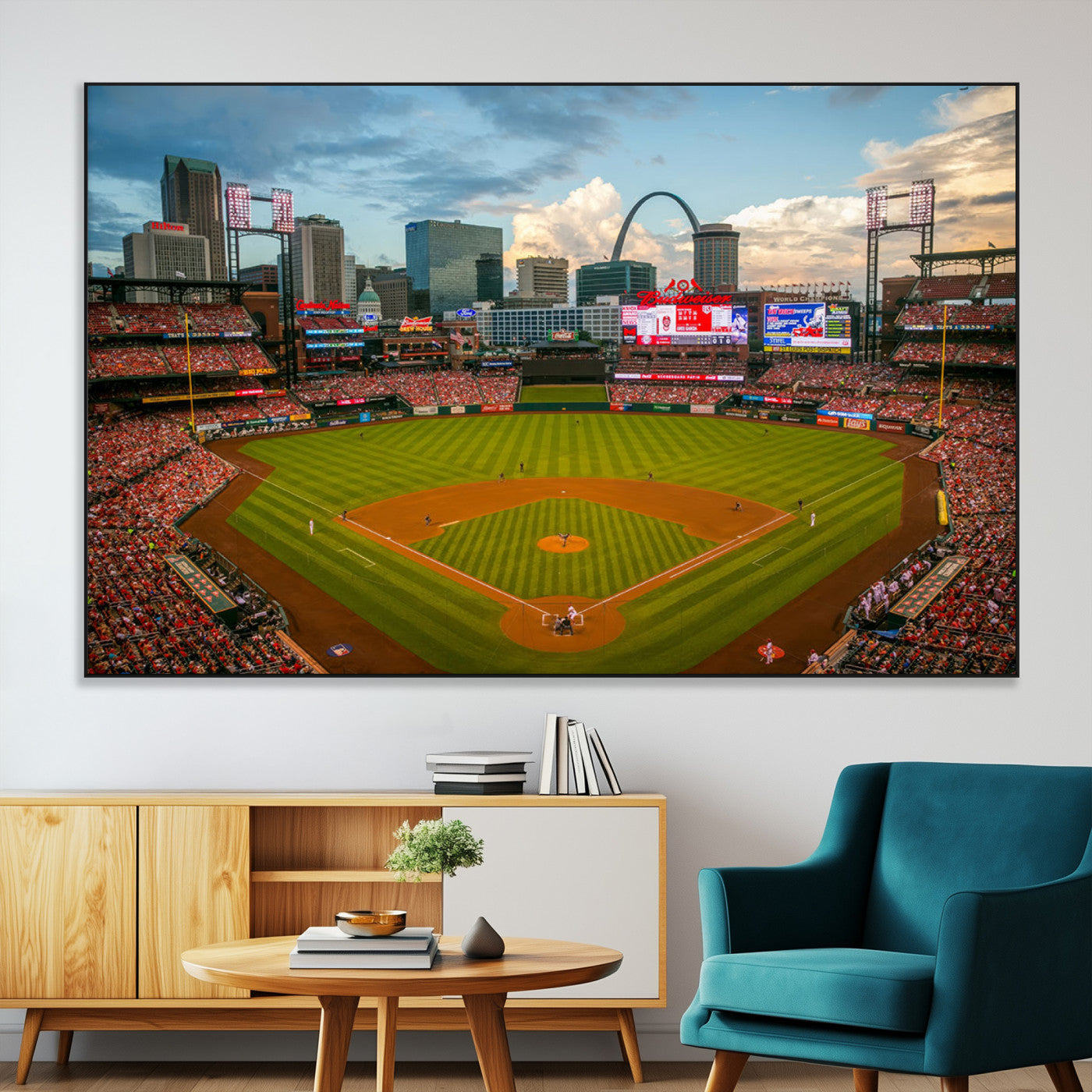 91908-MGV-CV-36X24-Busch Stadium Wall Art Print | St. Louis Cardinals Baseball Stadium Canvas Print | Framed Sports