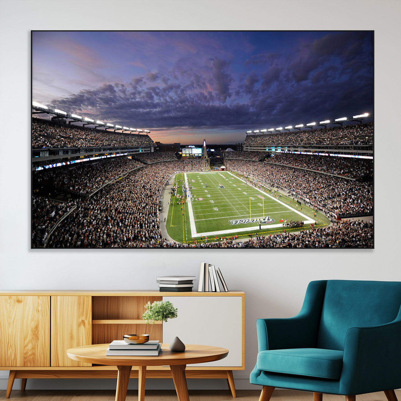 -New England Patriots Football Team Print - Foxborough Gillette Stadium Wall Art Canvas Print