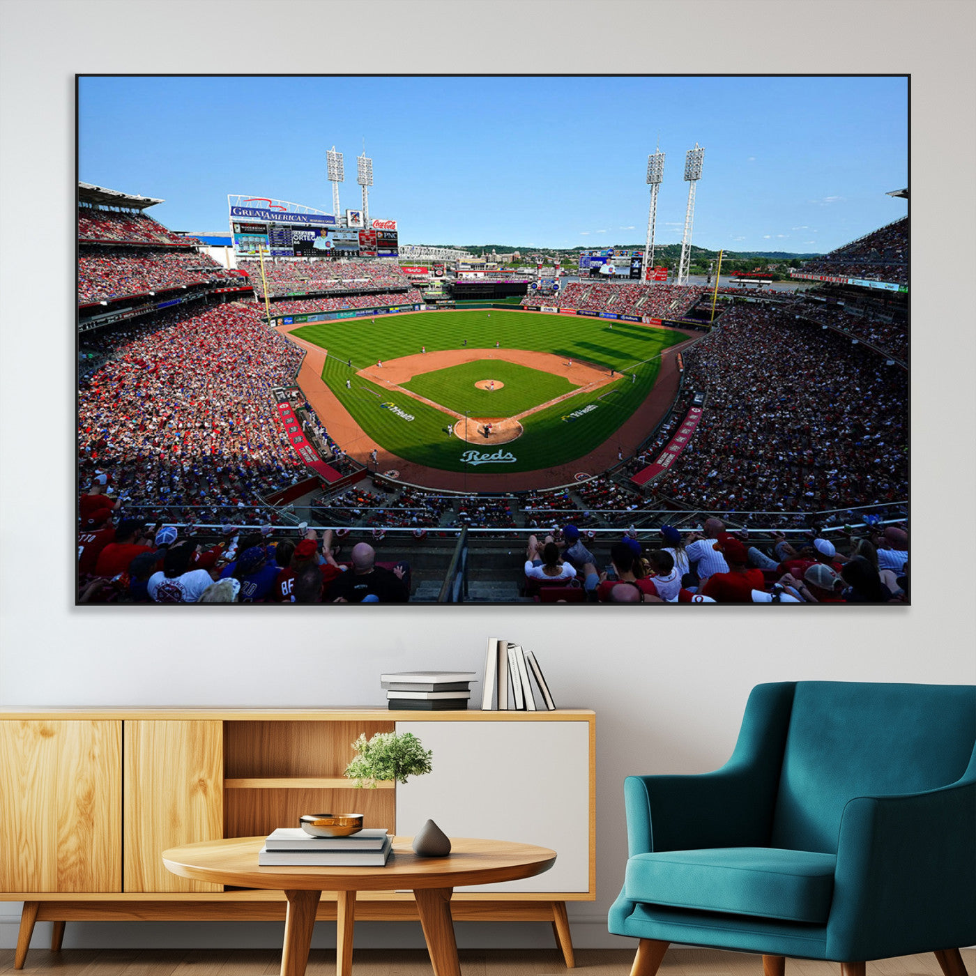 90998-MGV-CV-36X24-Cincinnati Reds Baseball Canvas Print - Great American Ball Park Stadium Wall Art Canvas Print
