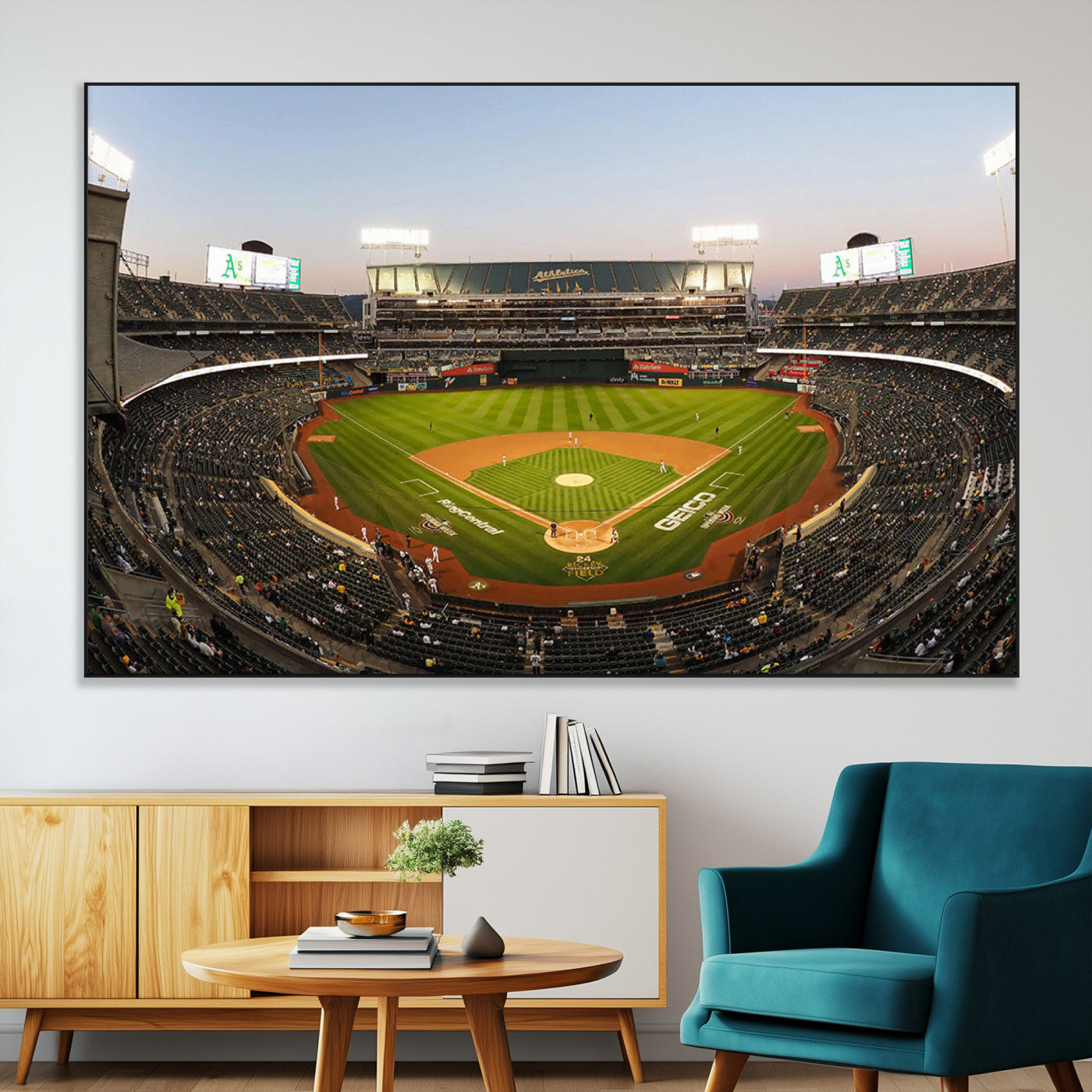 -Oakland Athletics Baseball Team Print - RingCentral Coliseum Stadium Wall Art Canvas Print