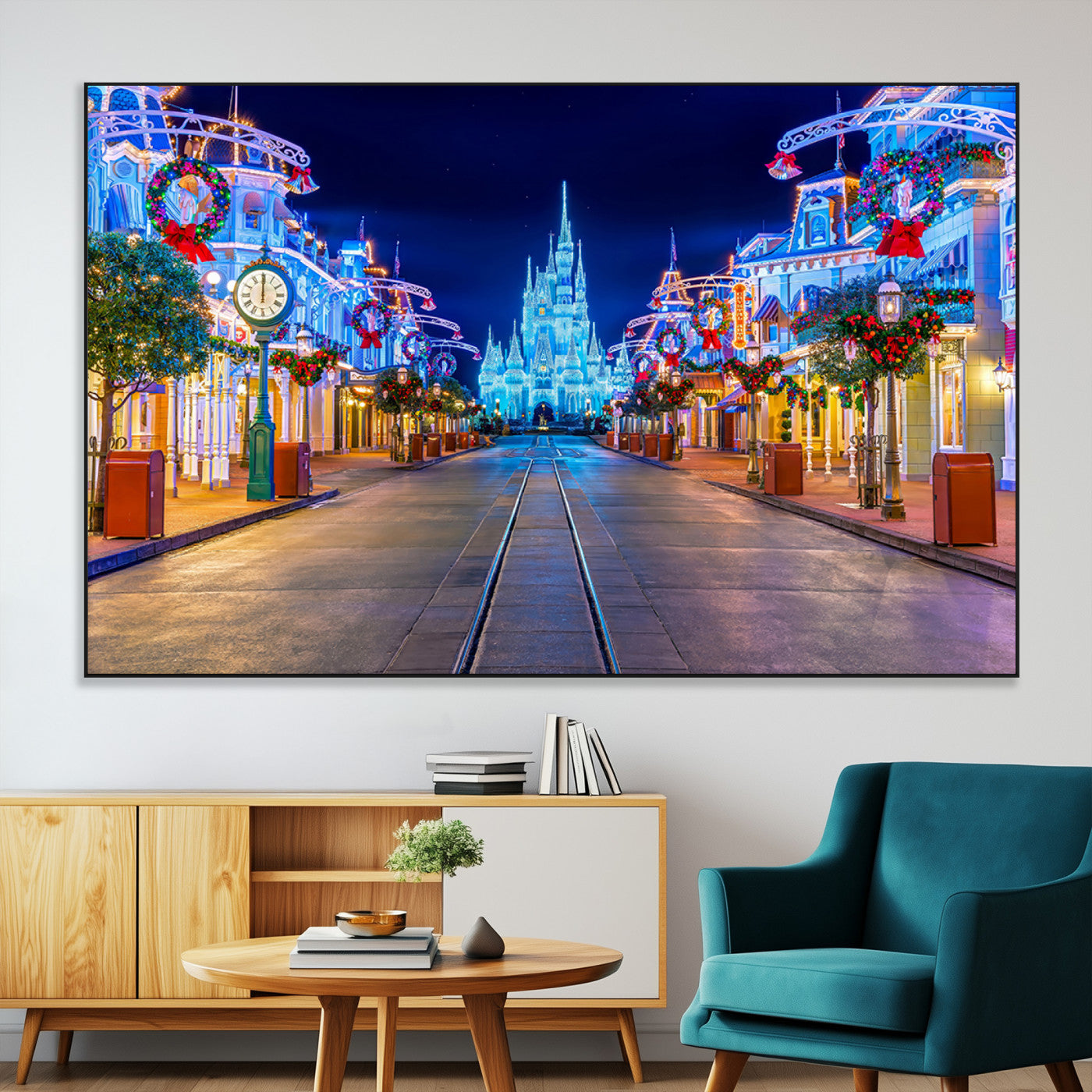 12470-MGV-CV-36X24-Disney Castle Wall Art – Large Magic Kingdom Canvas Artwork, Fairytale Design, Kids Room Christmas Decor for Home, Office
