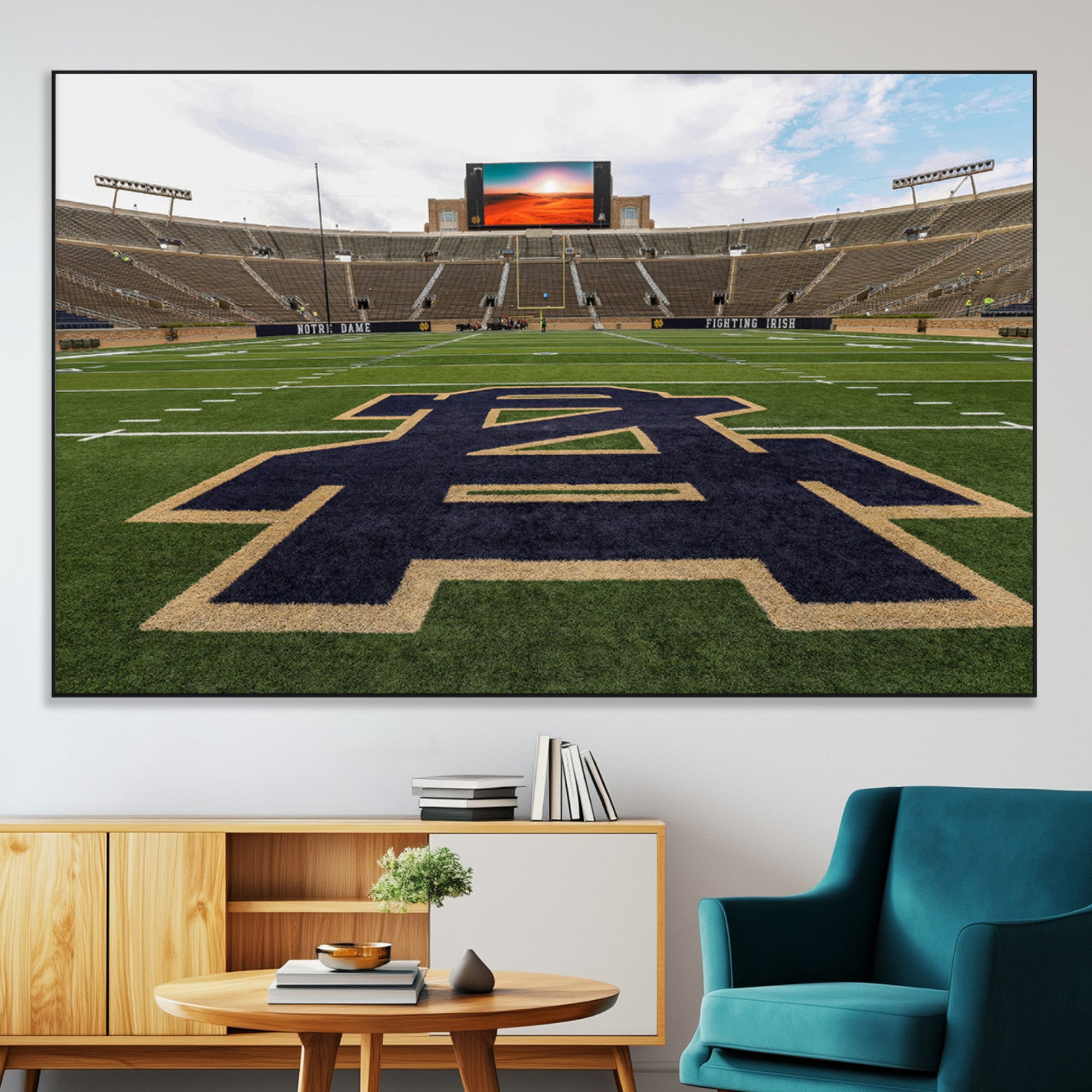 52835-MGV-CV-36X24-Football Stadium Wall Art – Framed Sports Field Canvas Artwork, Athletic Arena Design, Modern Game Decor for Home, Office