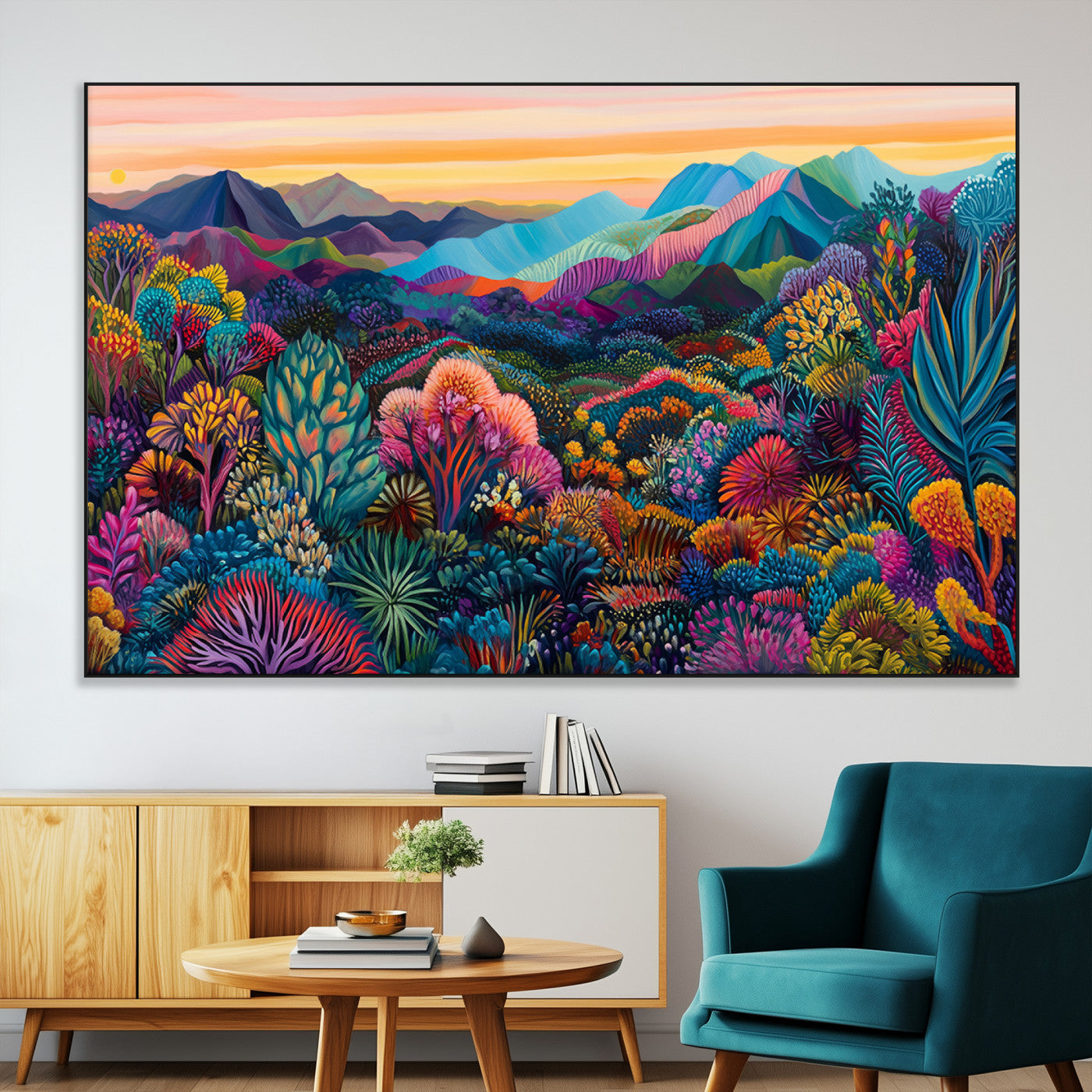 63728-MGV-CV-36X24-Colorful Abstract Landscape Wall Art Print Canvas - Vibrant Modern Decor for Living Room, Office, or