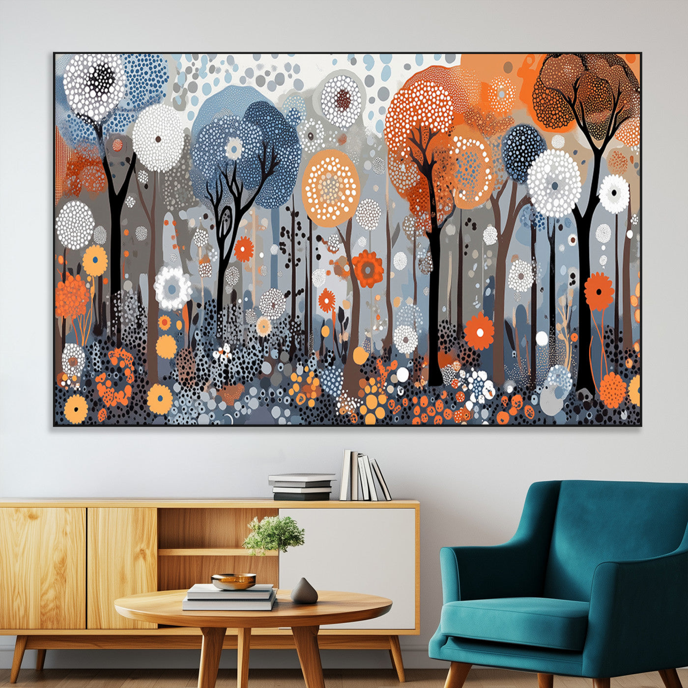 48857-MGV-CV-36X24-Abstract Winter Landscape Canvas Wall Art Print - Large Colorful Nature Wall Decor