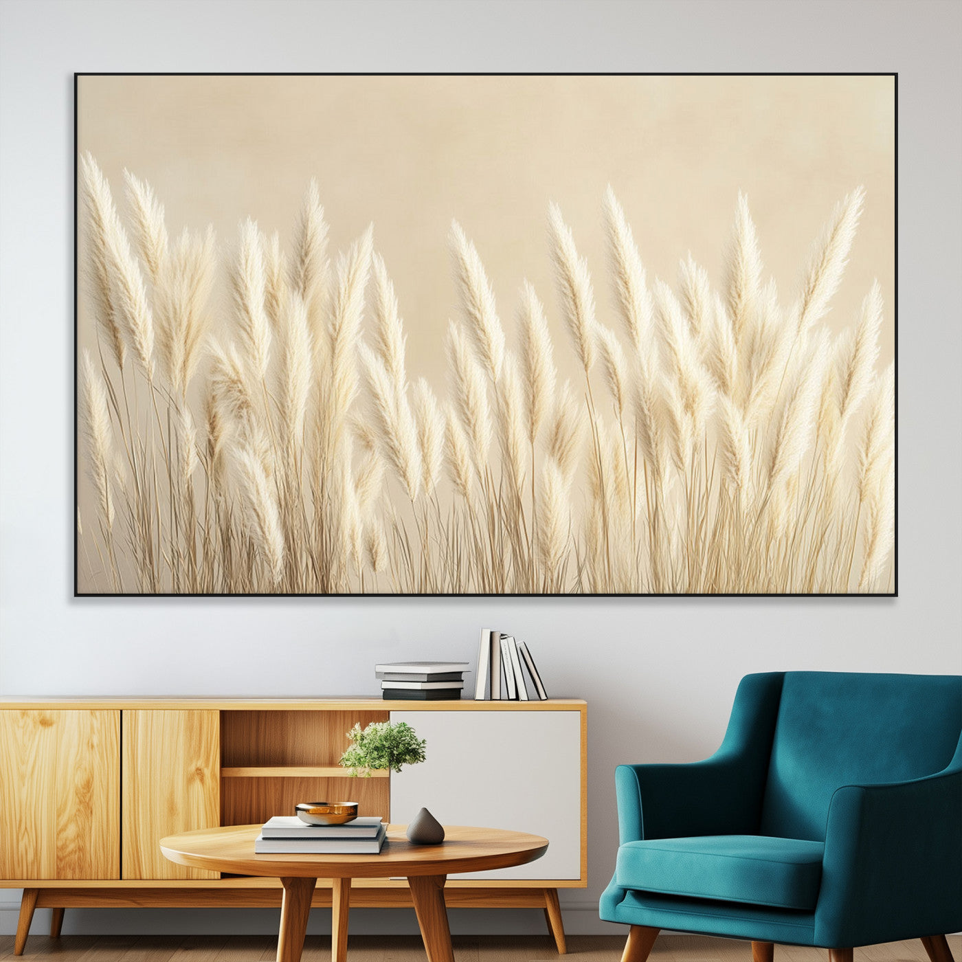 -Grass Wall Art Print - Elegant Neutral Decor for Living Room, Boho Minimalist Artwork, Ready to Hang