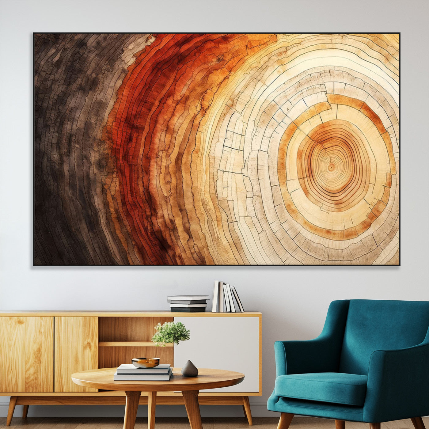 57529-MGV-CV-36X24-Tree Ring Print on Canvas Wall Art, Tree Stump Print, Wood Wall Art Living Room, Abstract Natural