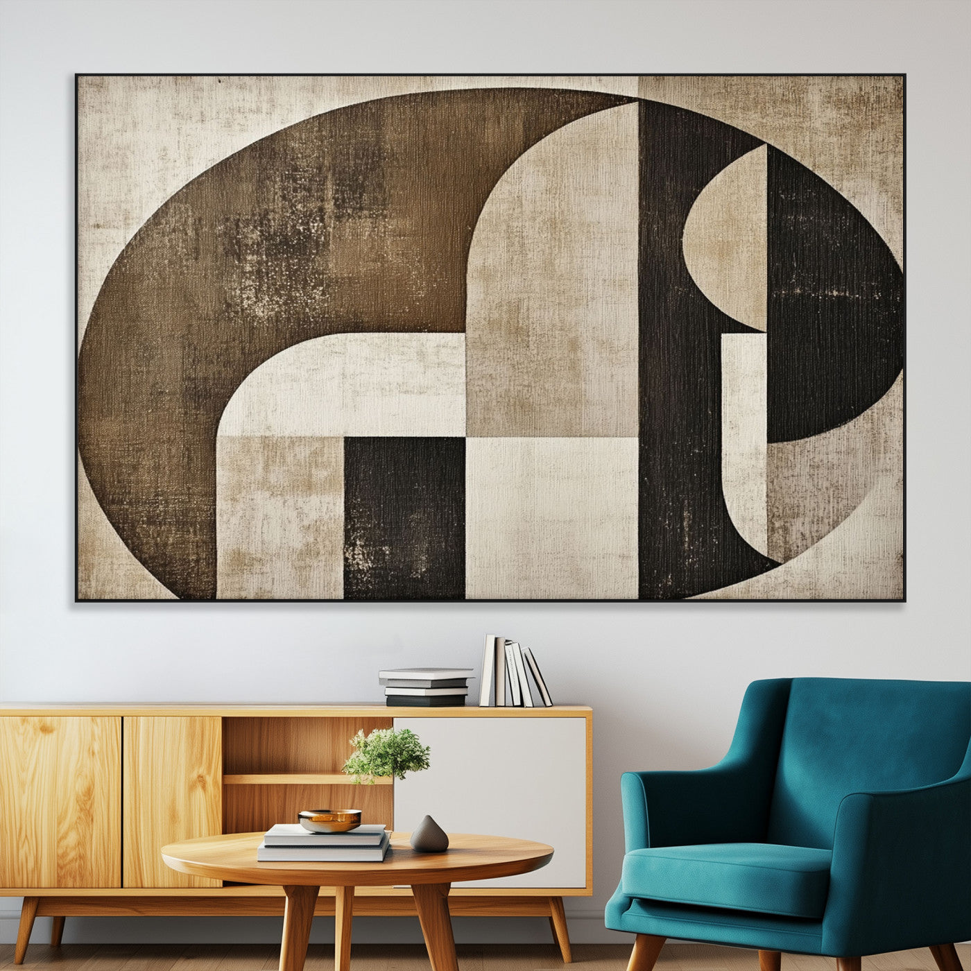 44796-MGV-CV-36X24-Wabi Sabi Abstract Wall Art | Geometric Modern Minimalist Canvas Print with Neutral Mid Century Art