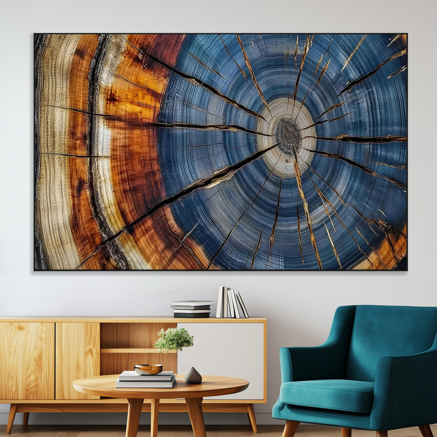 10583-MGV-CV-36X24-Abstract Tree Rings Canvas Wall Art - Wood Grain Canvas Print - Nature-Inspired Modern Wood Grain