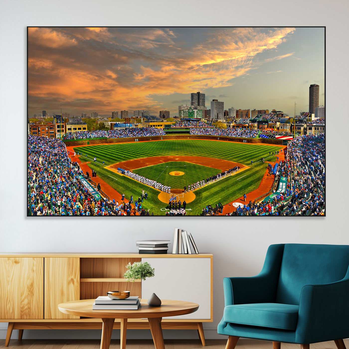 45635-MGV-CV-36X24-Chicago Wrigley Field Canvas Wall Art - Iconic Baseball Stadium Art Print - Wrigley Field Chicago
