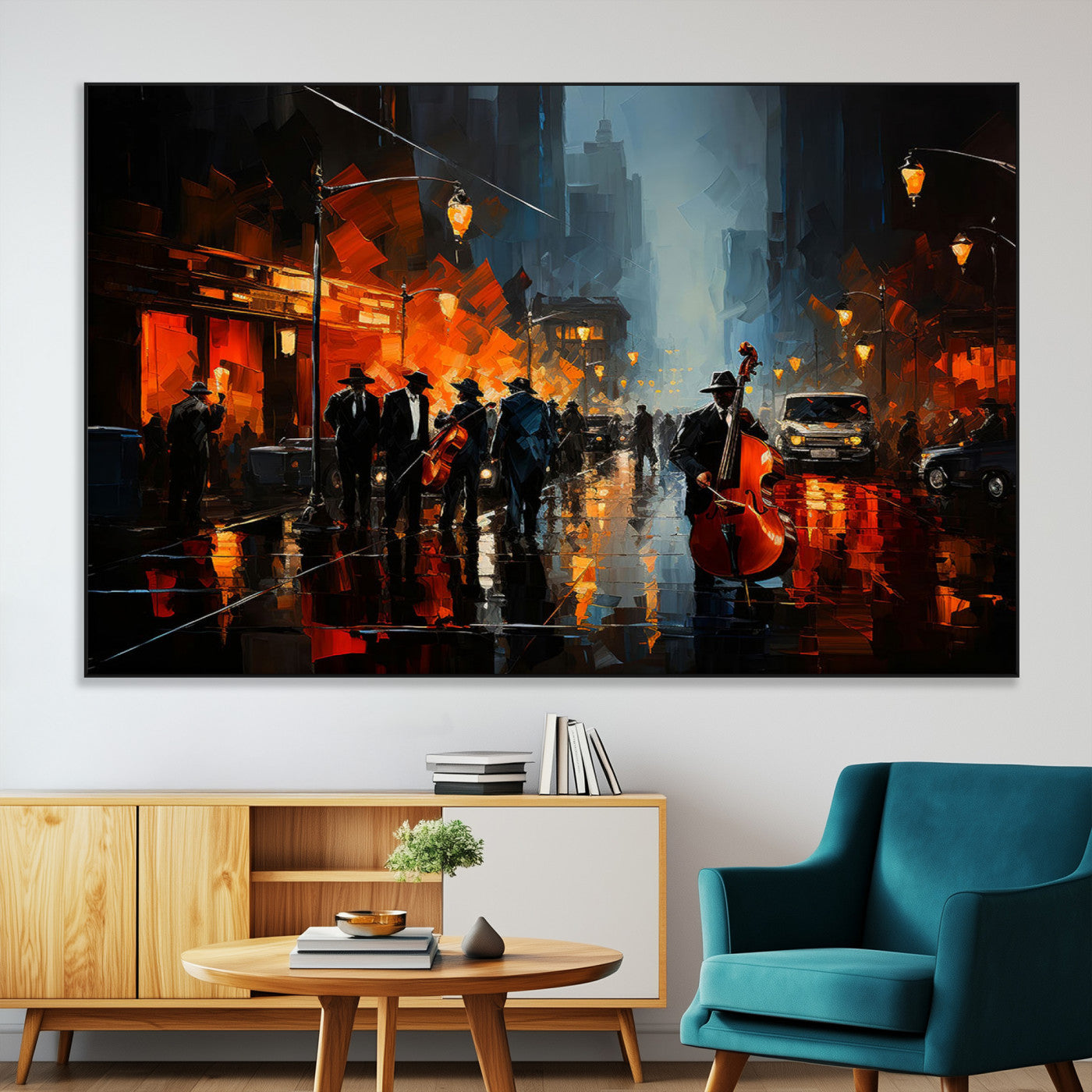 46538-MGV-CV-36X24-Winston Porter Jazz Wall Art - African American Music Canvas - Abstract Colorful Music Art - Framed