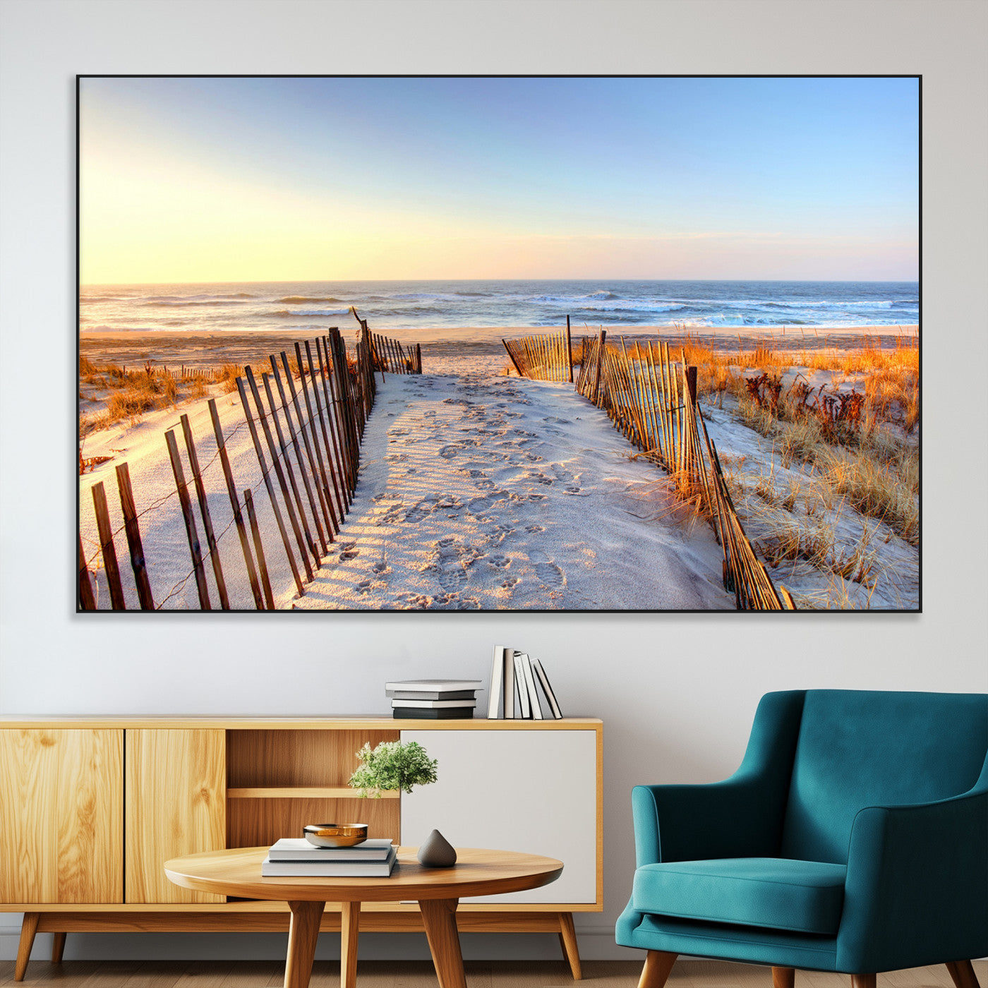 73351887-MGV-CV-36X24-Ocean Sunset Wall Art Canvas Print – Nautical Beach Photography Summer Coastal Serenity Artwork for Home, Office