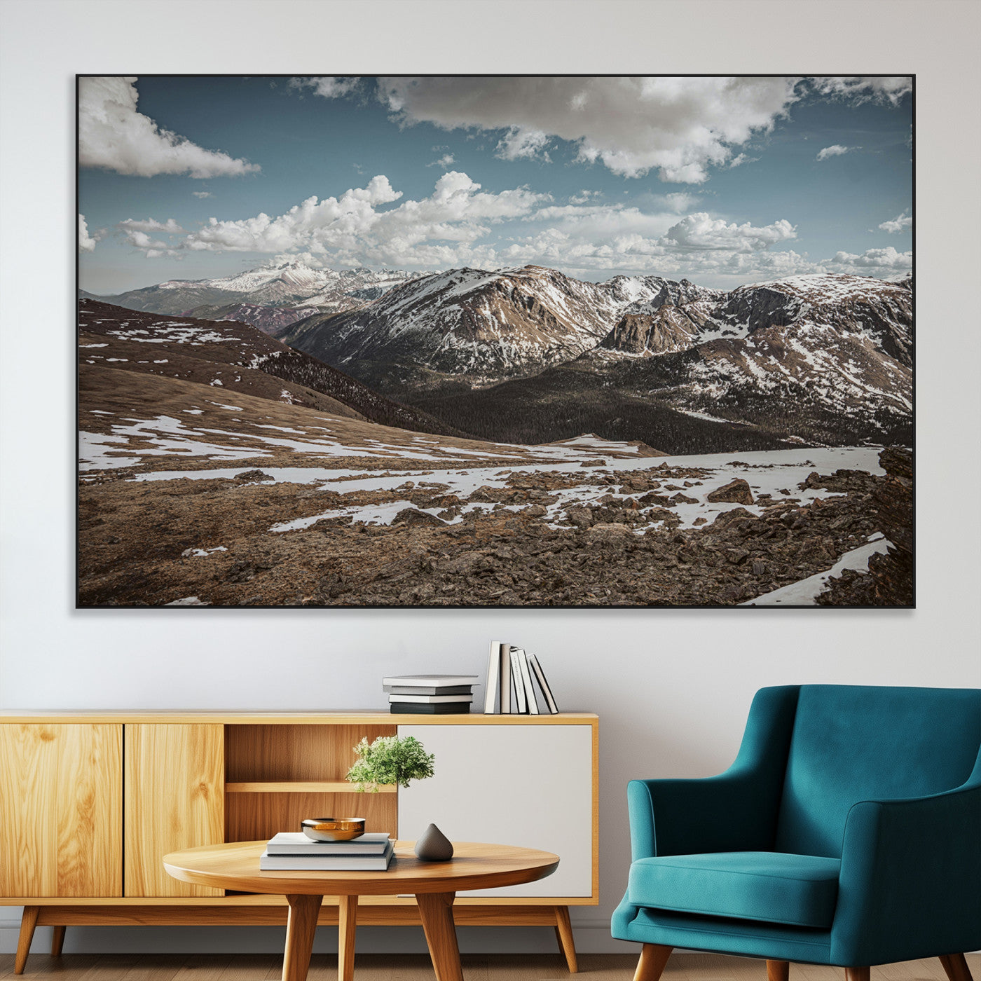 44565953-MGV-CV-36X24-Mountain Landscape Wall Art Canvas Print – Framed Snowy Peaks Rugged Highlands Nature Scene Artwork for Home Office