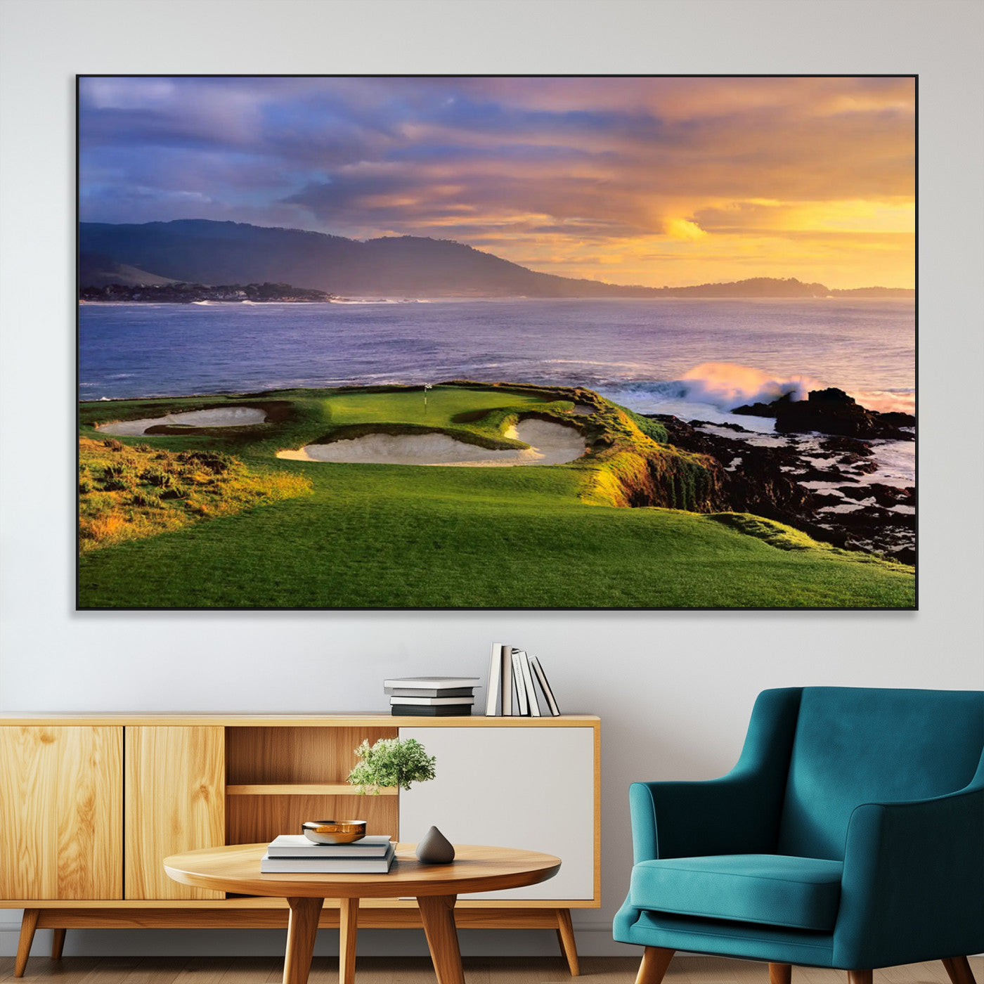 73699248-MGV-CV-36X24-Pebble Beach Golf Wall Art Canvas Print – Iconic Coastal Golf Course Artwork for Home, Office, Living Room