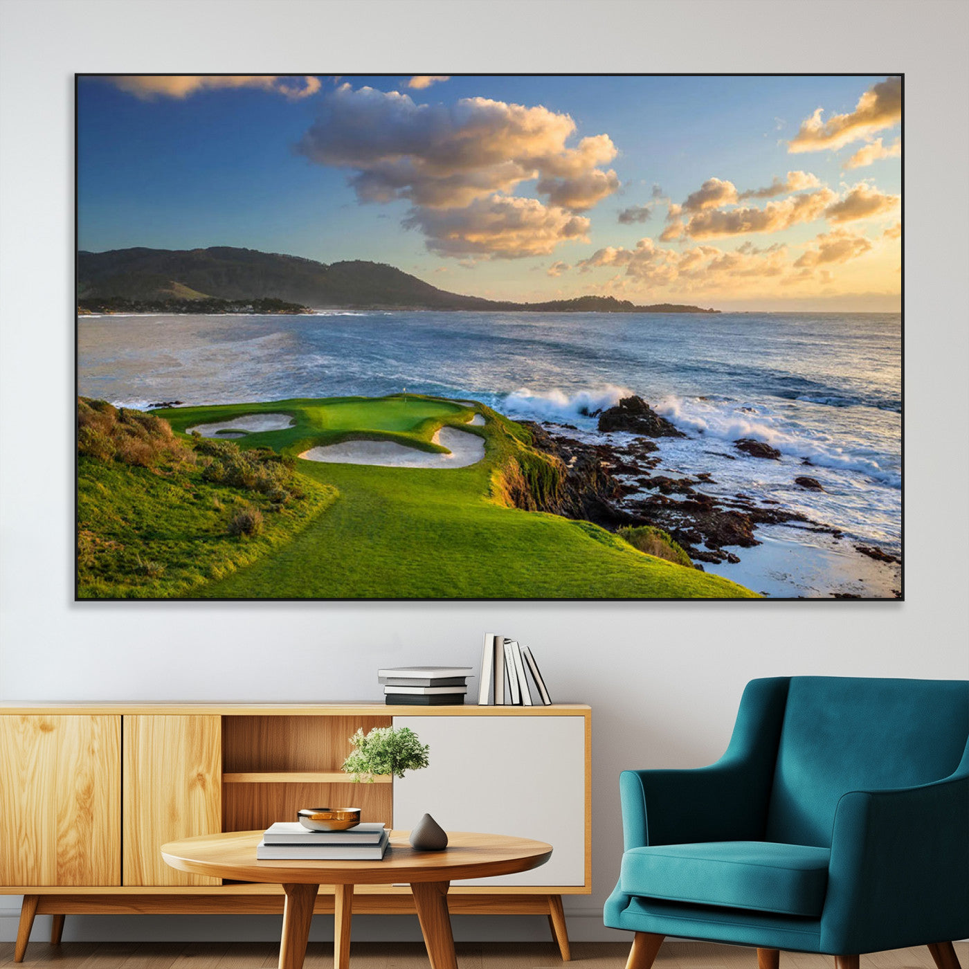 50107048-MGV-CV-36X24-Pebble Beach Golf Links Wall Art Canvas Print – Iconic Coastal Golf Course Artwork for Home, Office, Living Room